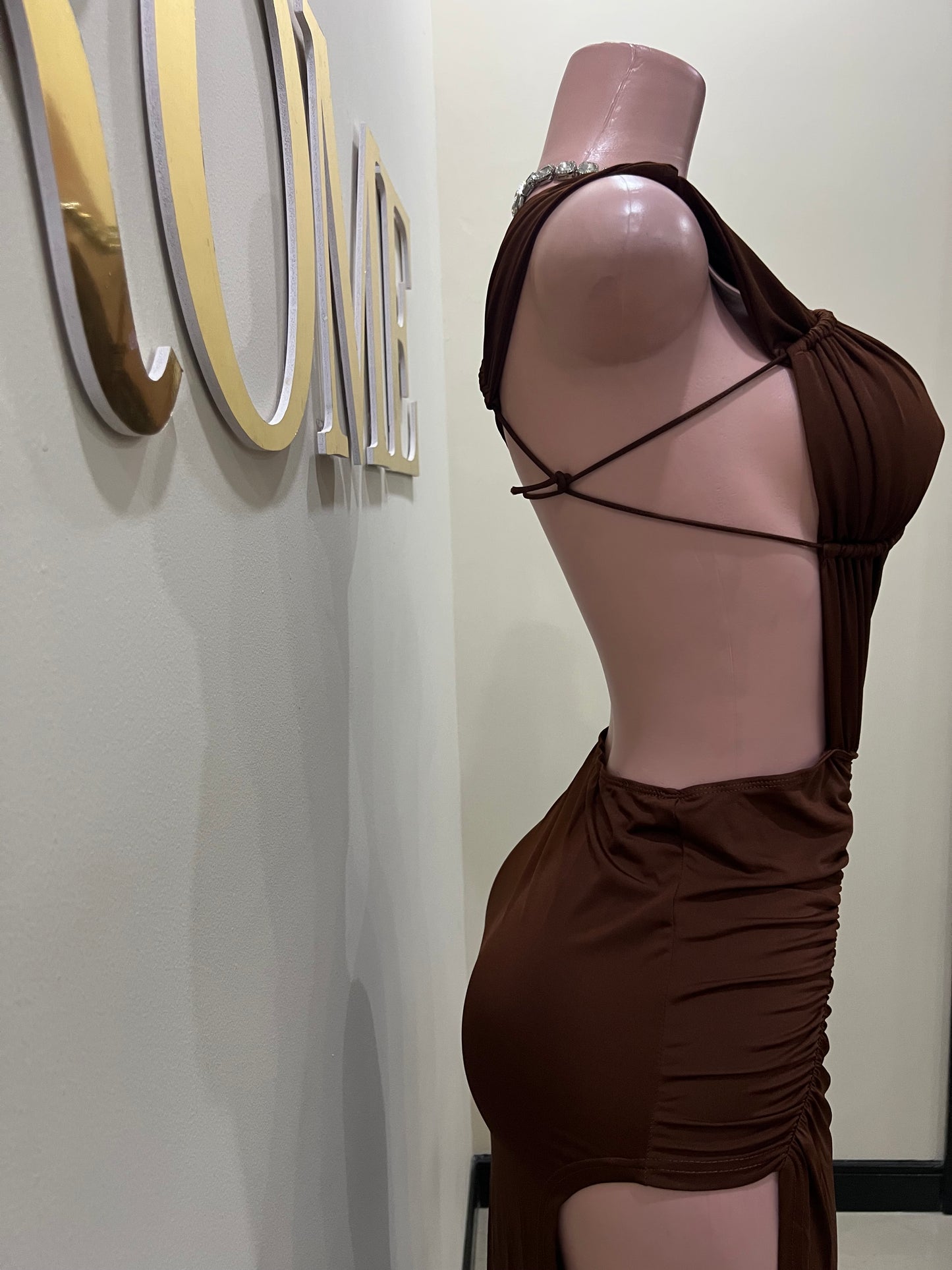 Amelia Giselle Dress (Brown)