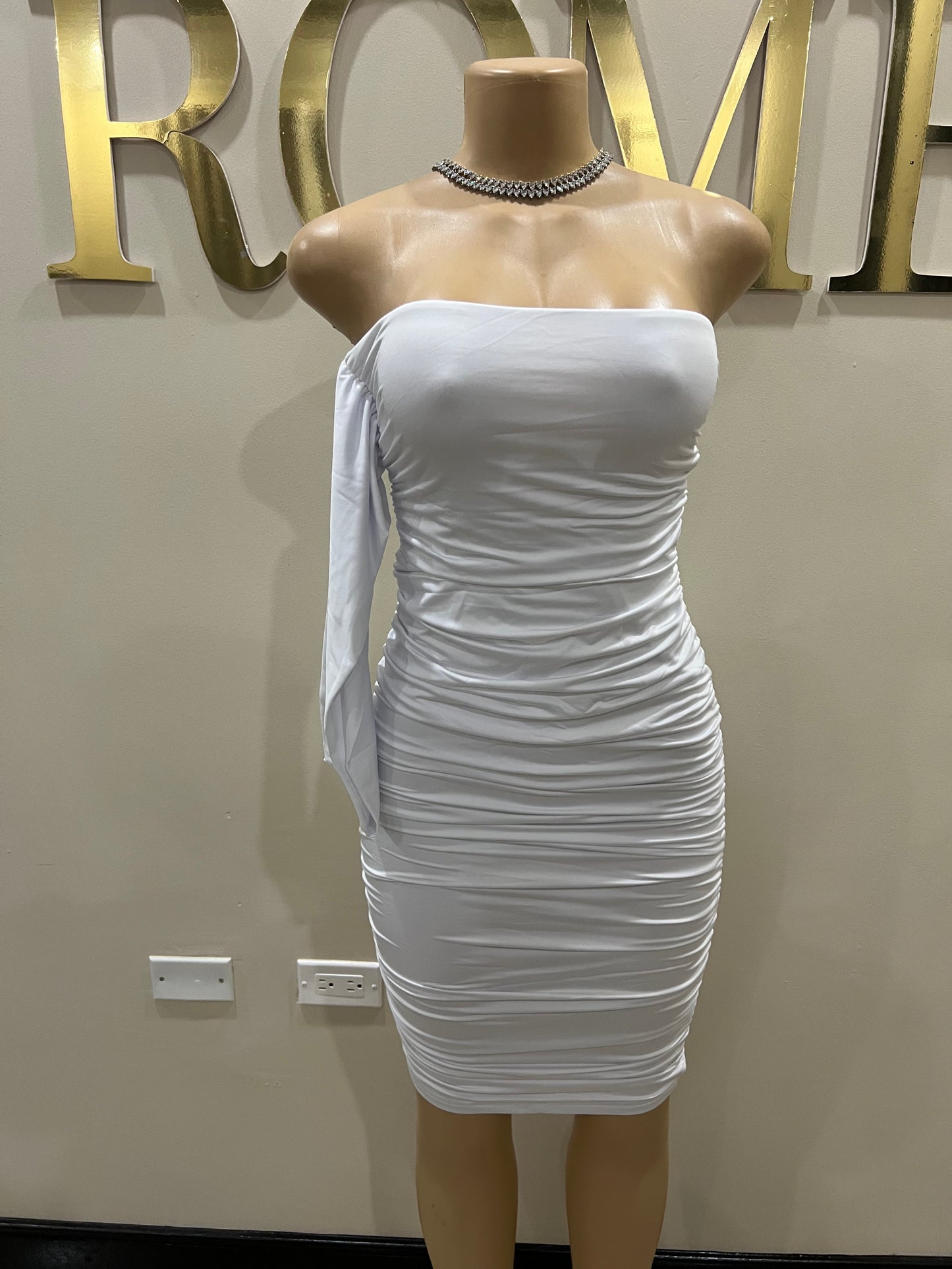 Porsha Off Shoulder Dress (White)