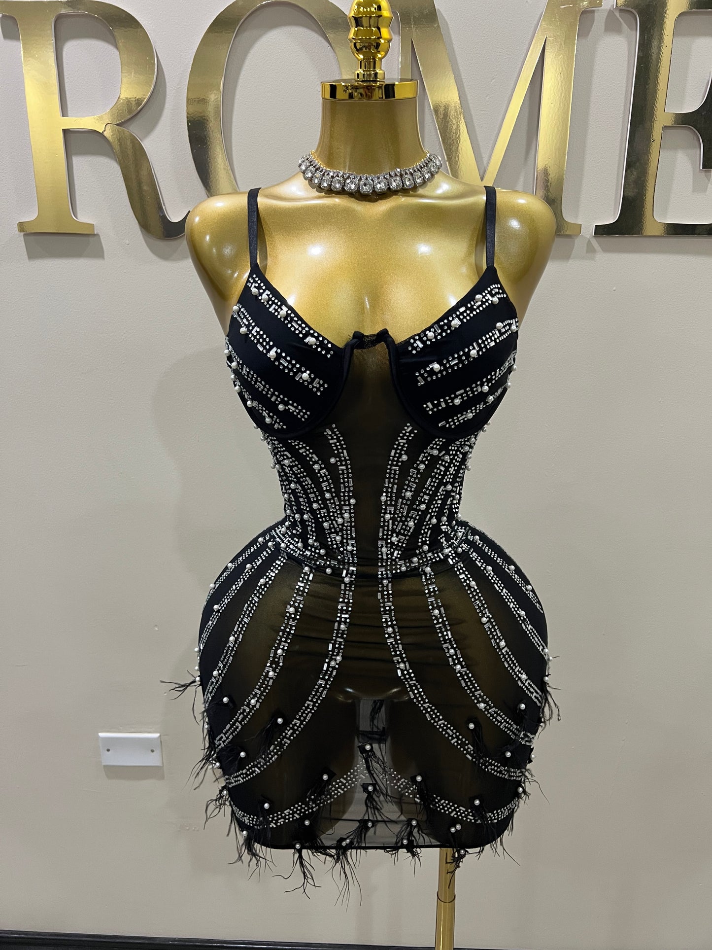 Cherri Vibe Crystal Dress (Black)