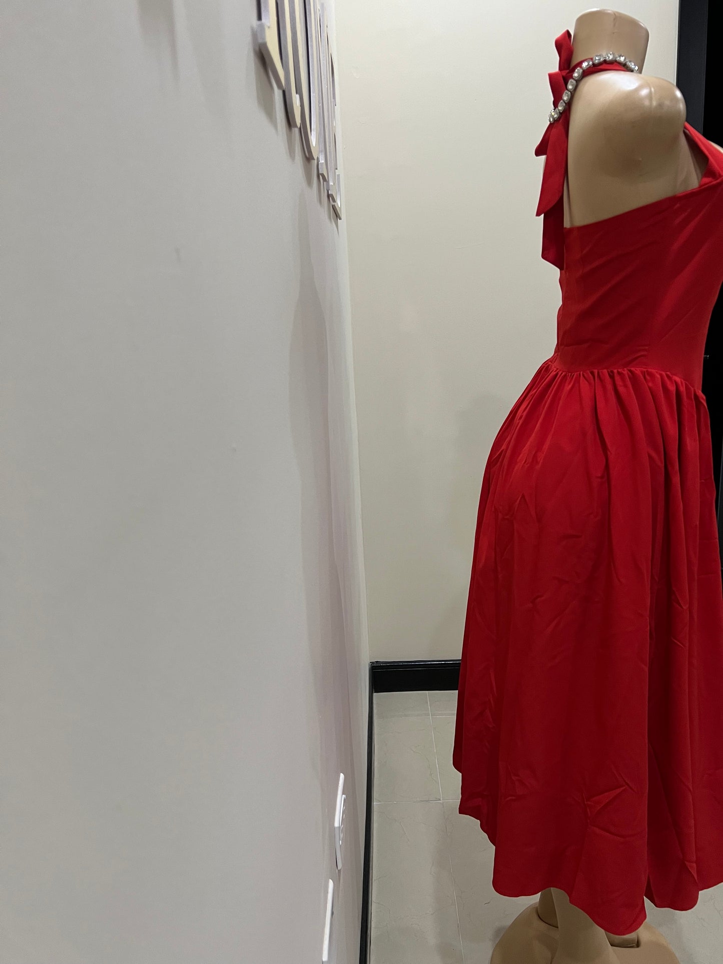 Sweetheart Halter Diana Dress (Red)