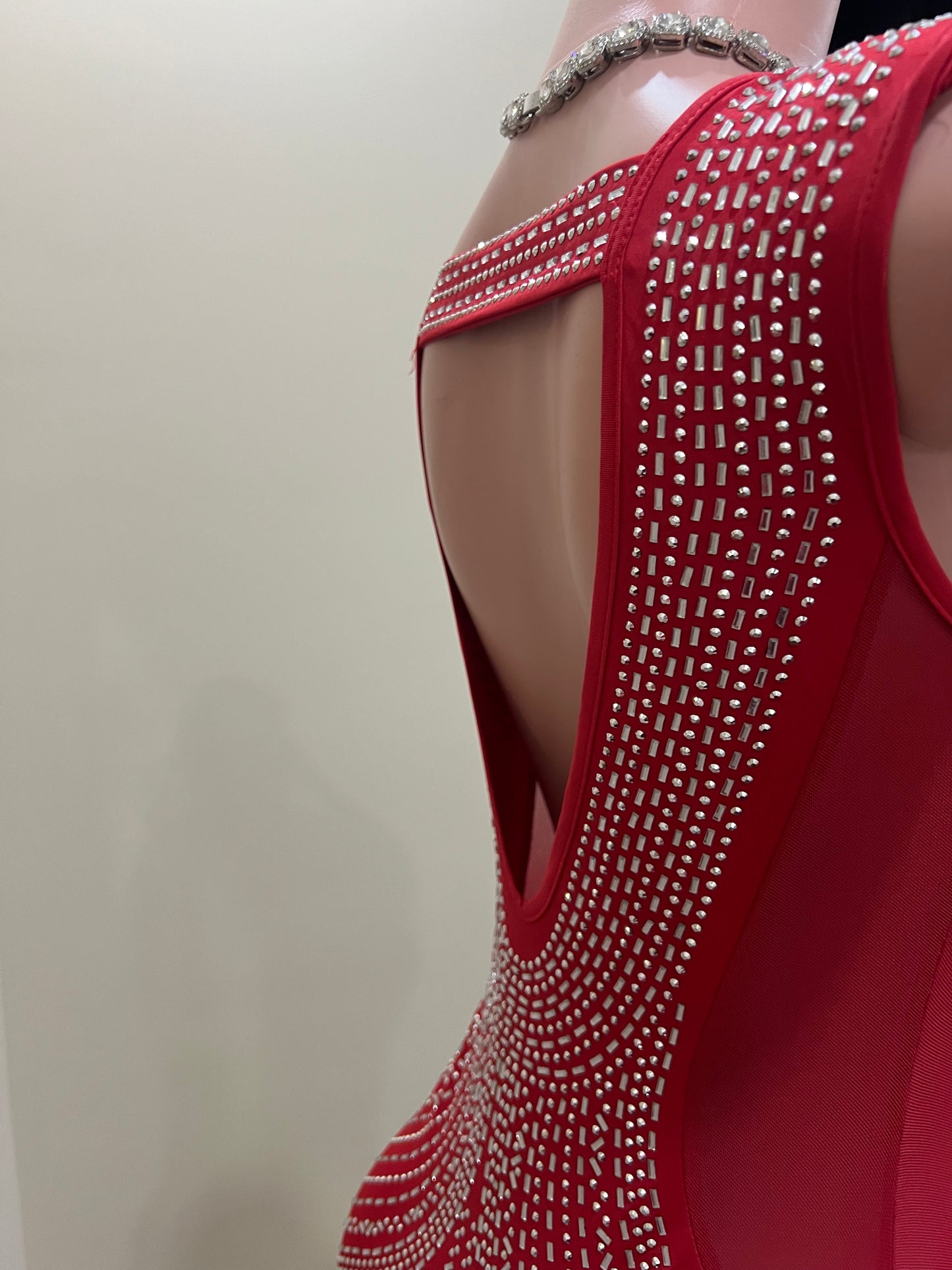 Amber Crystal Pearl Dress (Red)