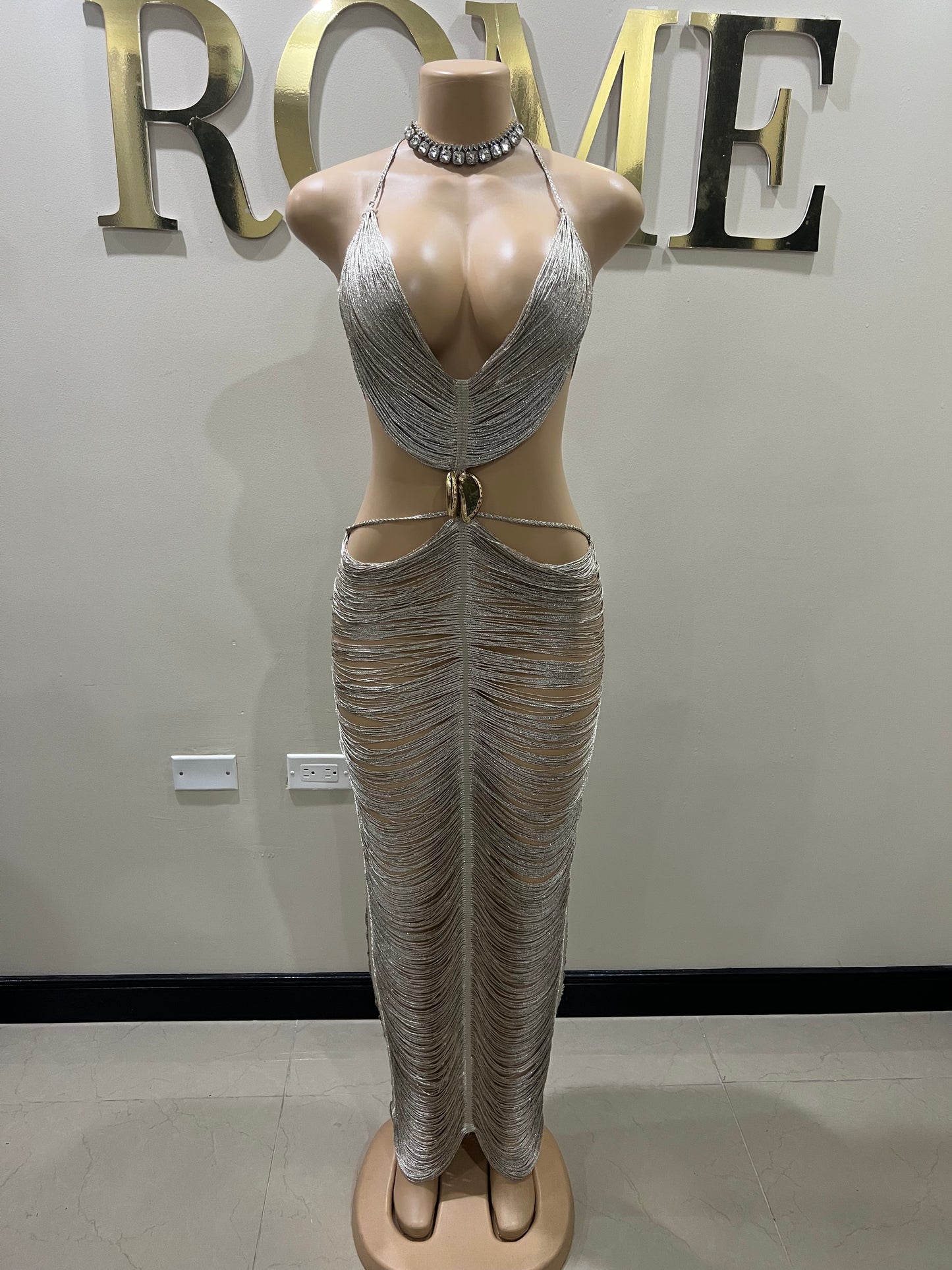 Tamale Fringe String Dress (Brown)