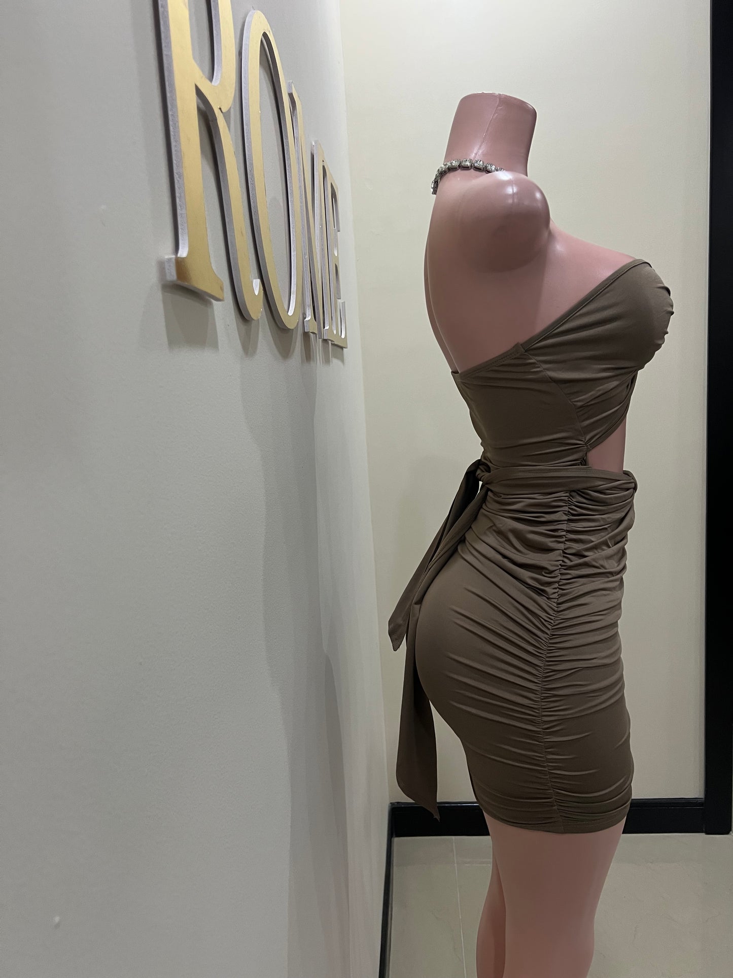 Emily Tie Dress (Brown)
