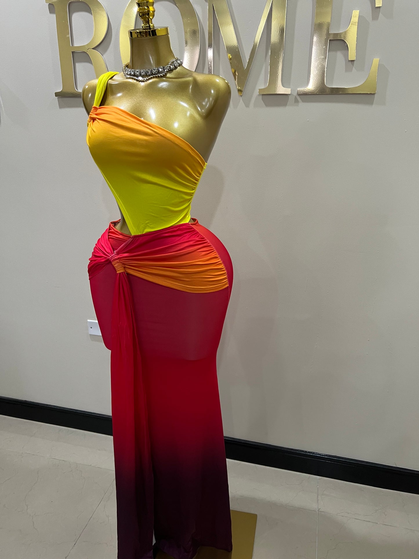 Emma Giselle Multi Dress (Red)