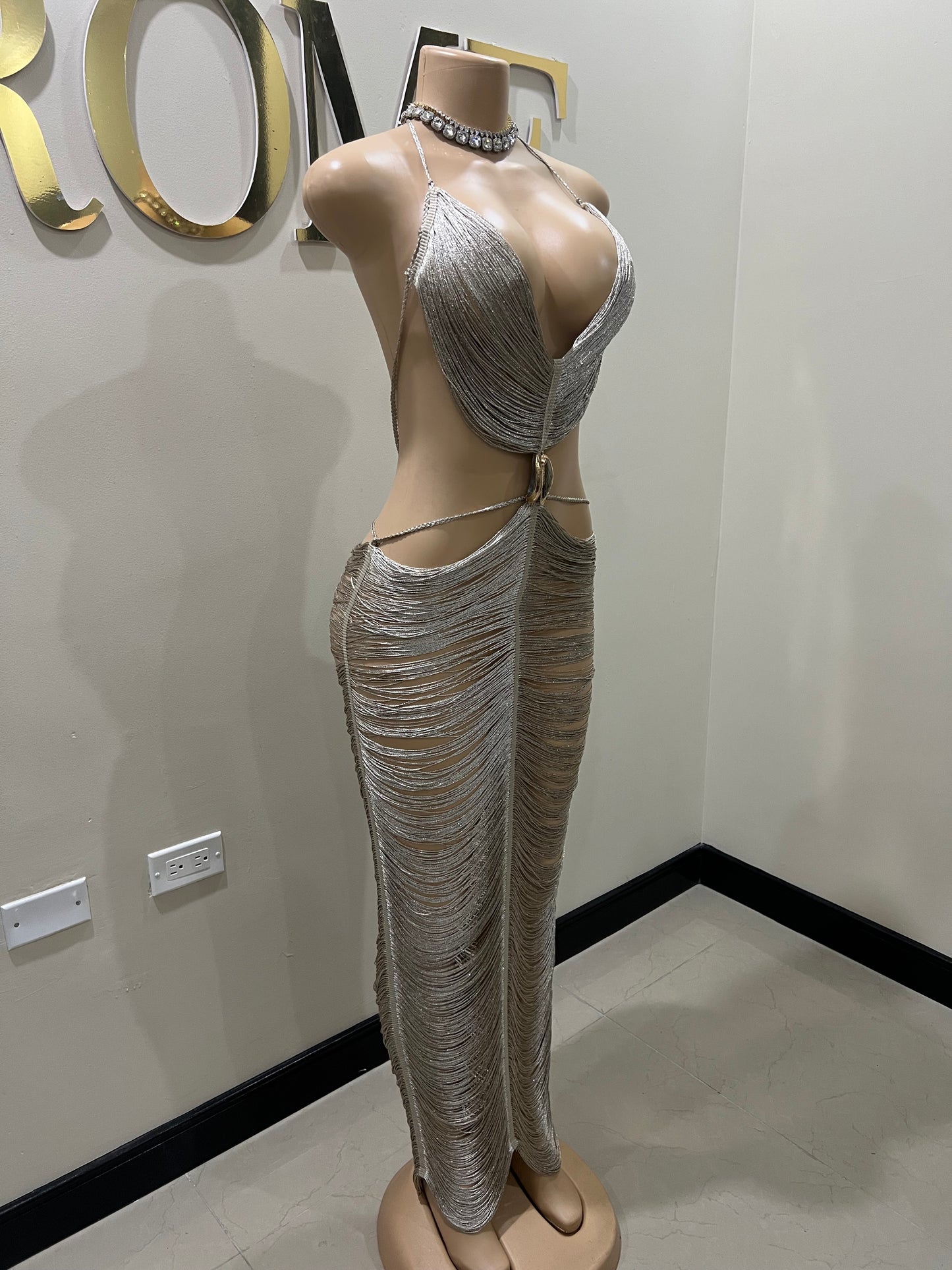 Tamale Fringe String Dress (Brown)