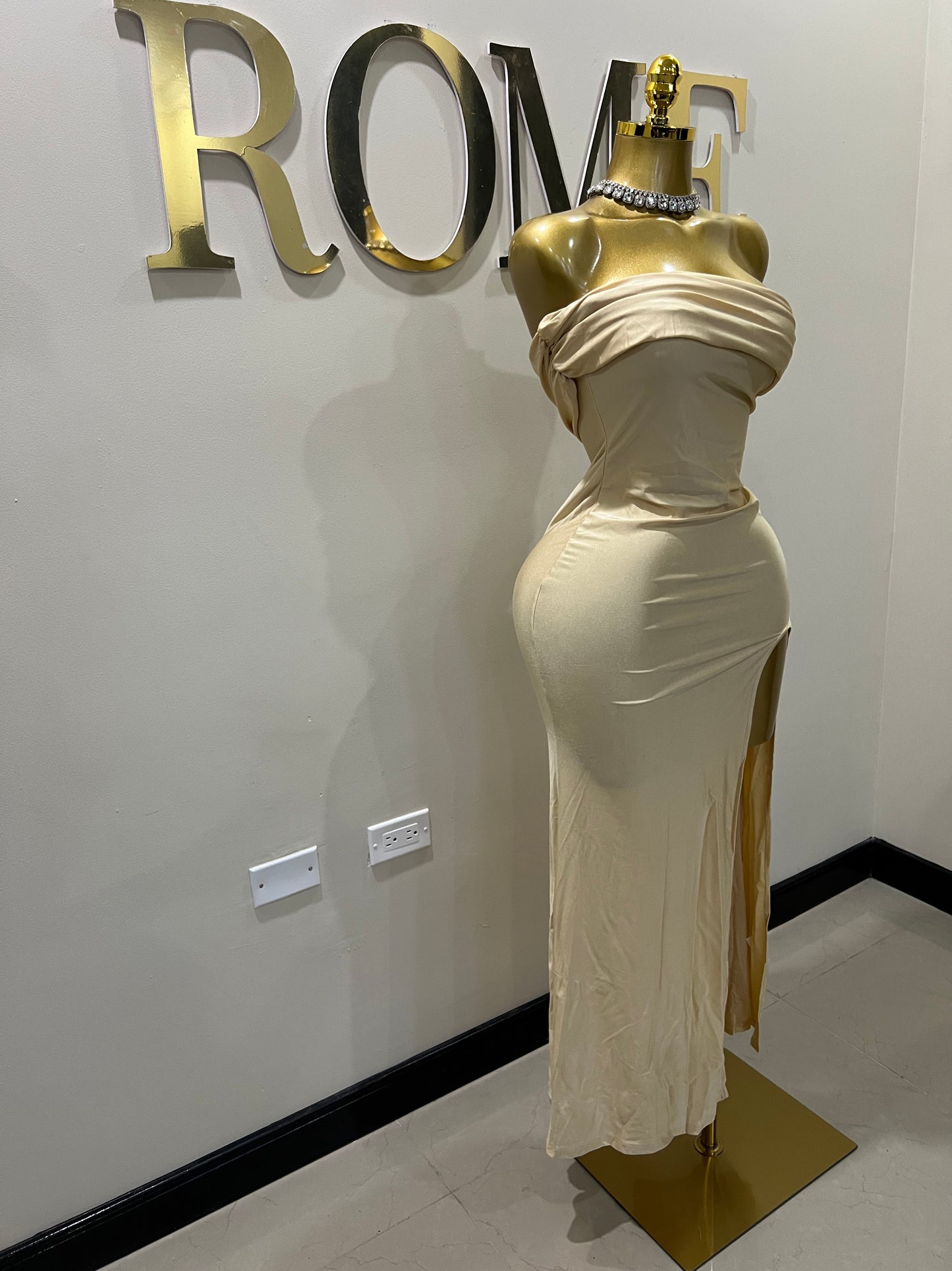 Kerry One Shoulder Dress (Soft Gold)