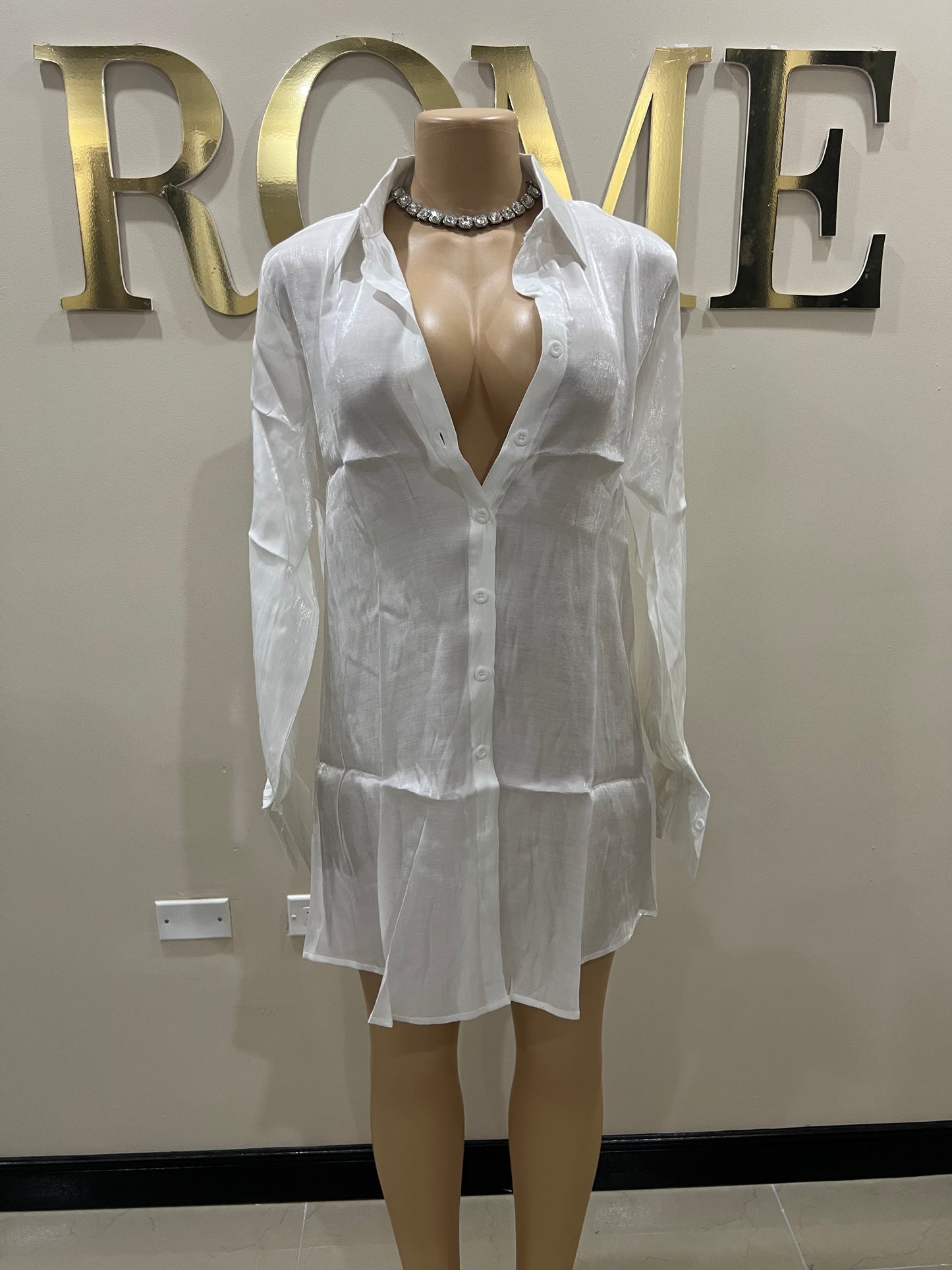 Claire Shirt Dress (White)