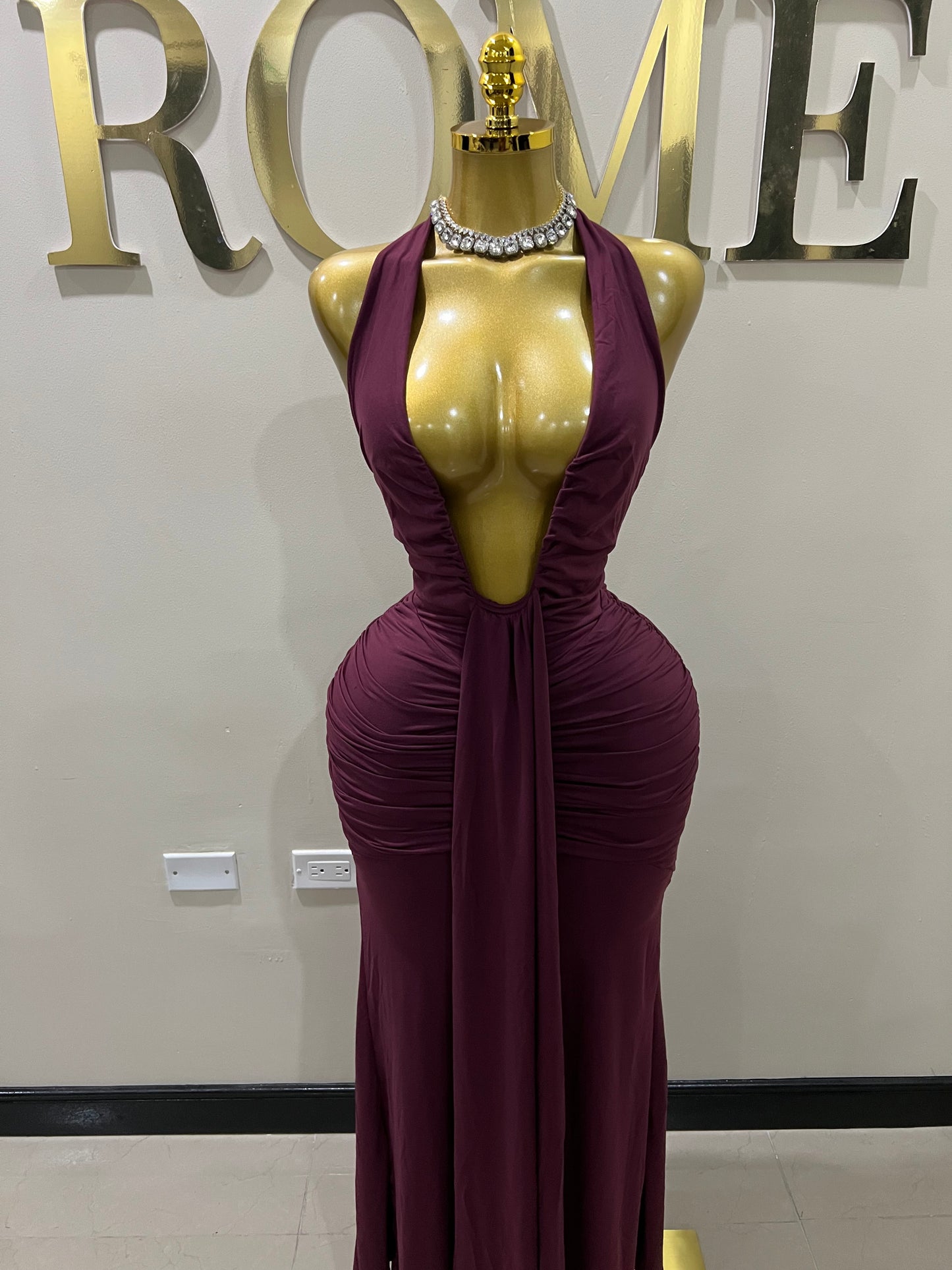 Chinelle Nara Halter Dress (Burgundy)