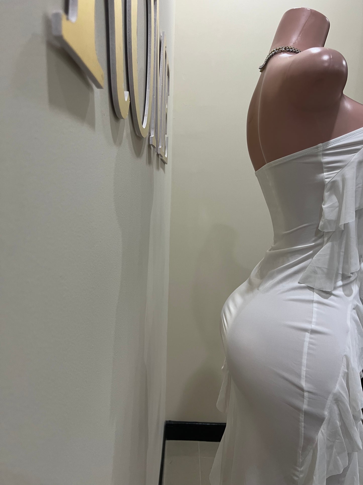 Chelsea Ruffle Dress (White)