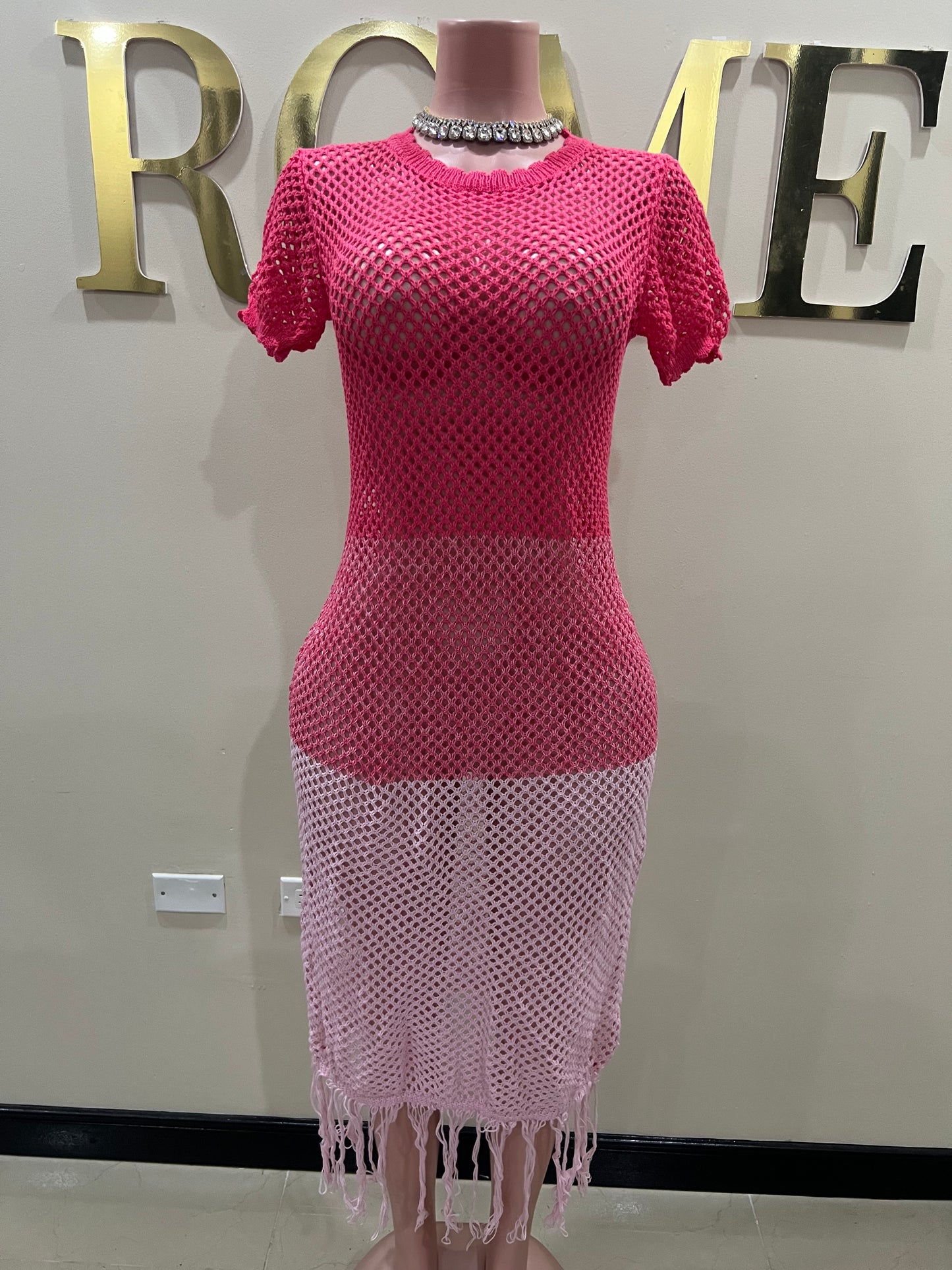 Mimi Crochet Dress (Pink)