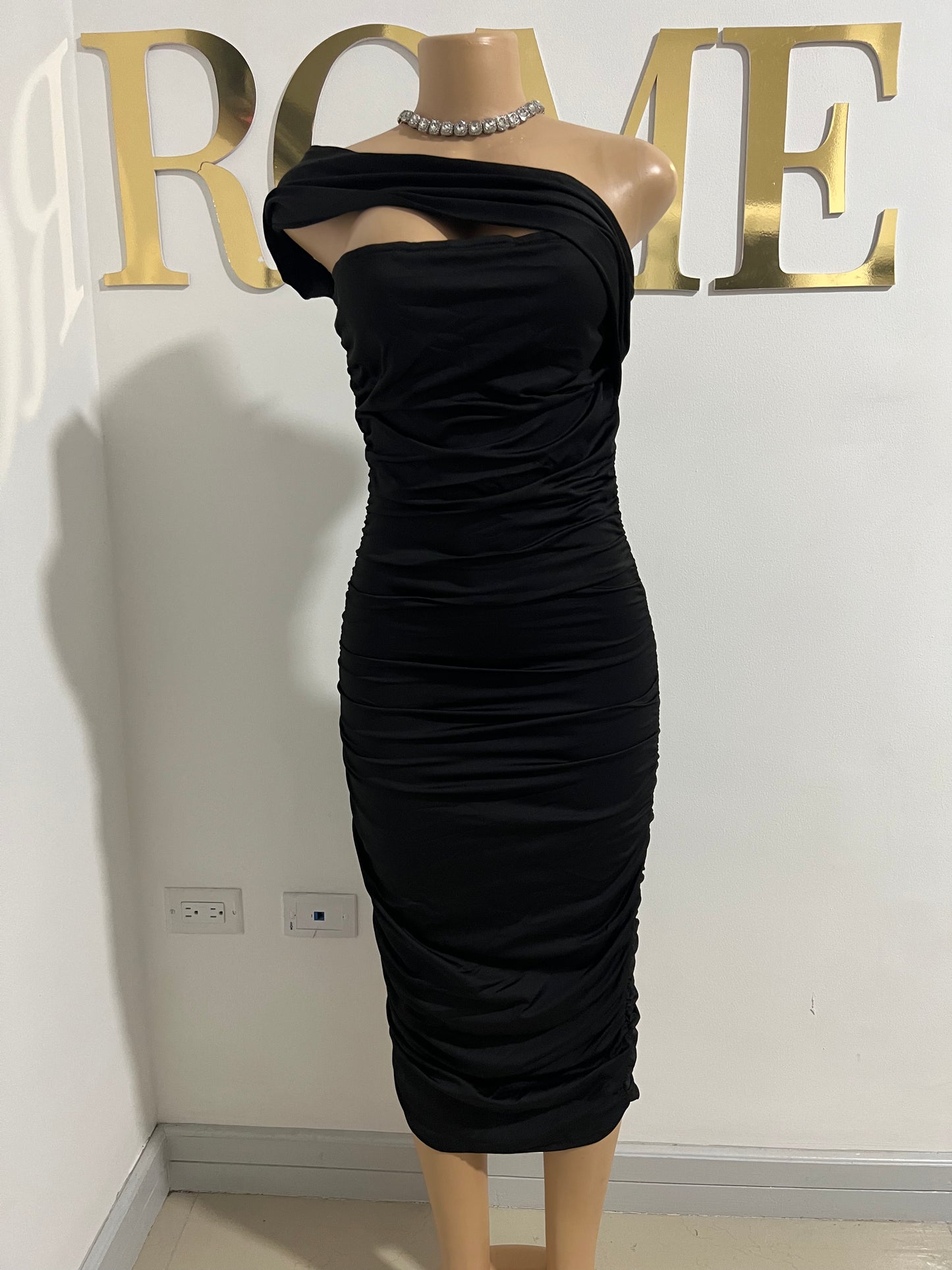 Porsha One Strap Dress (Black)