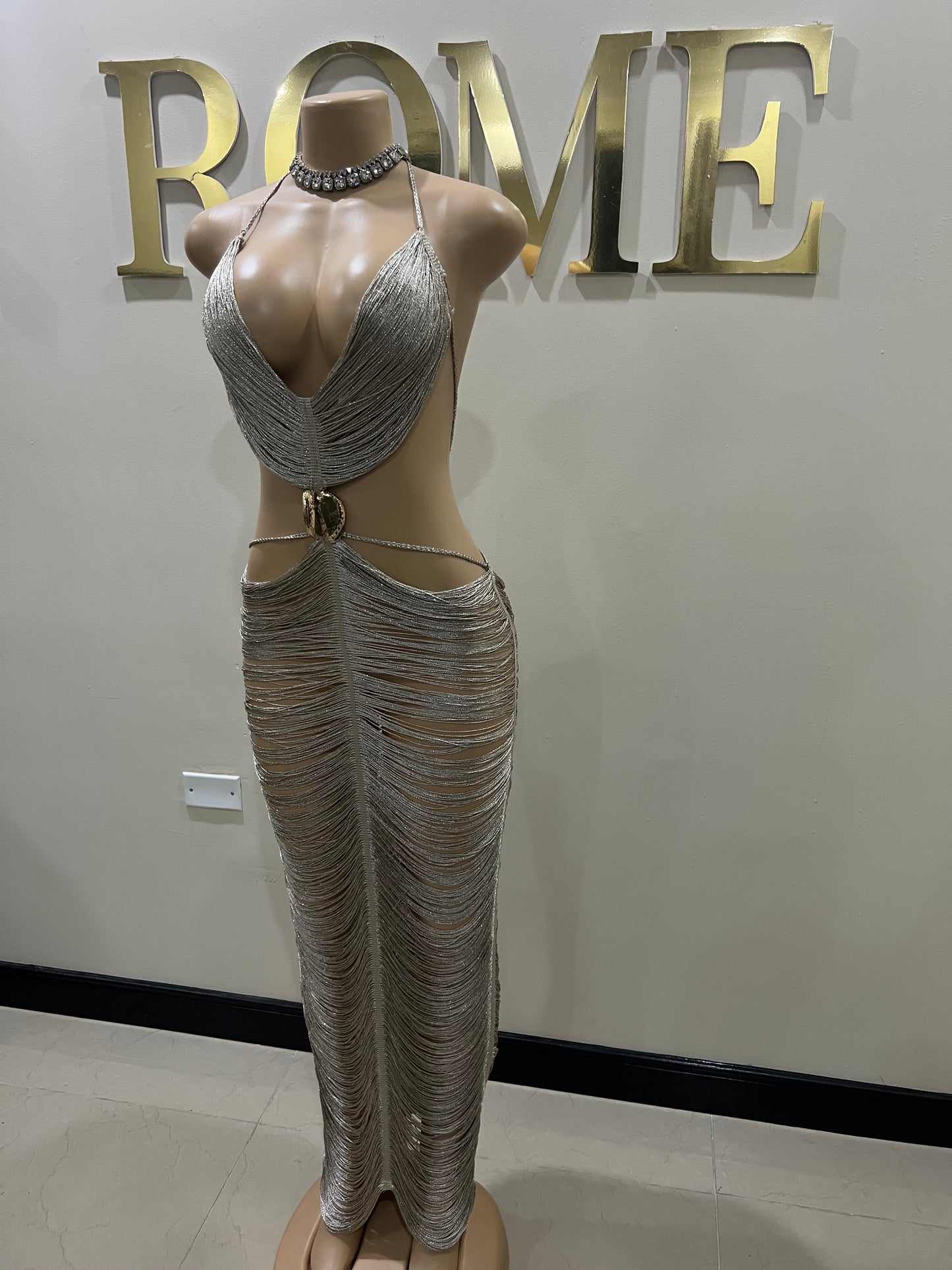 Tamale Fringe String Dress (Brown)