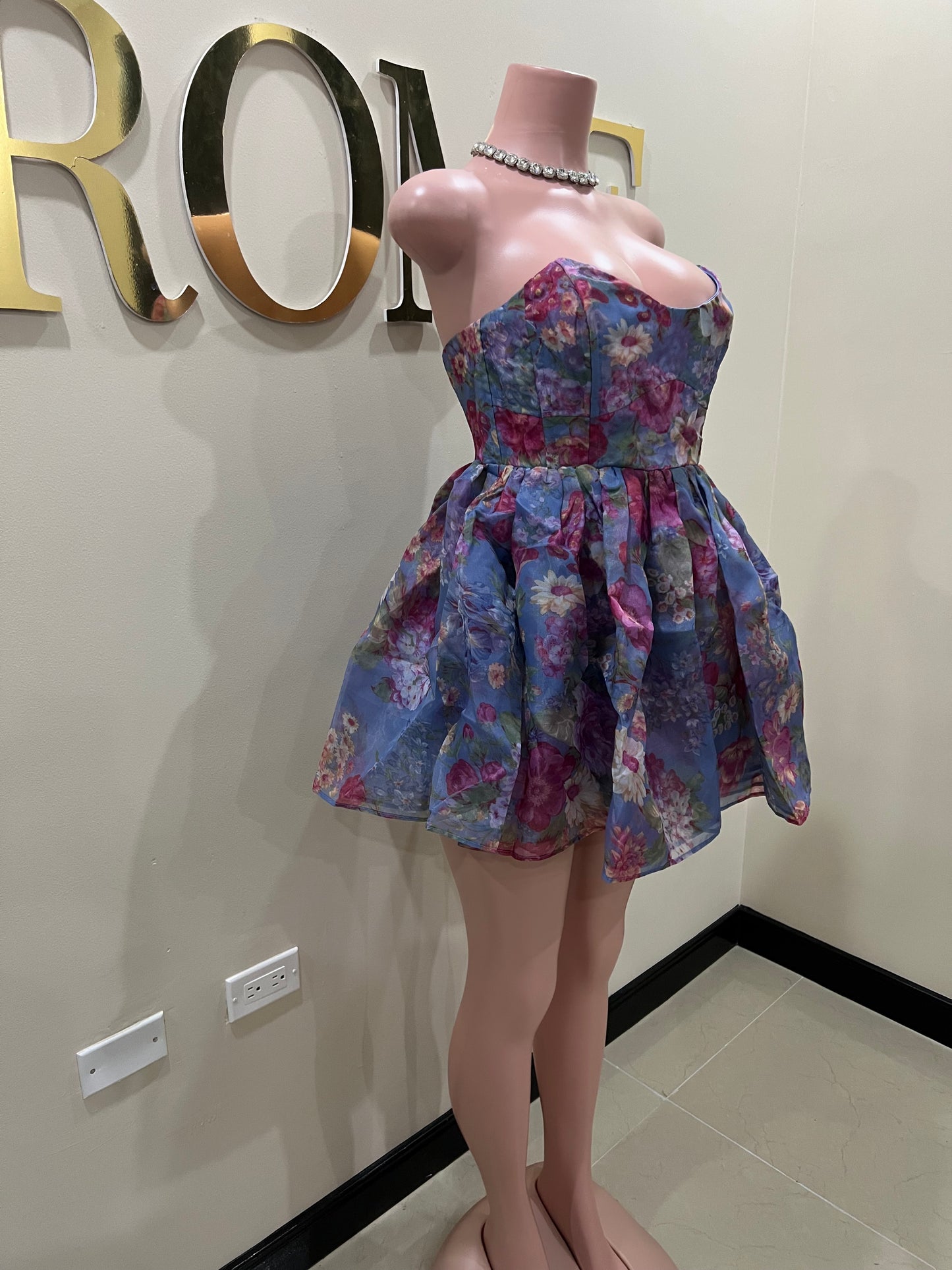 Princess Diana Floral Dress (Blue)