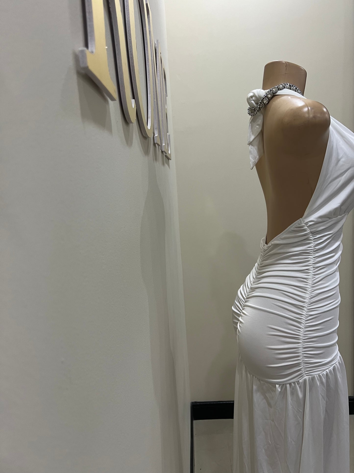 Nichelle Nara Halter Dress (White)