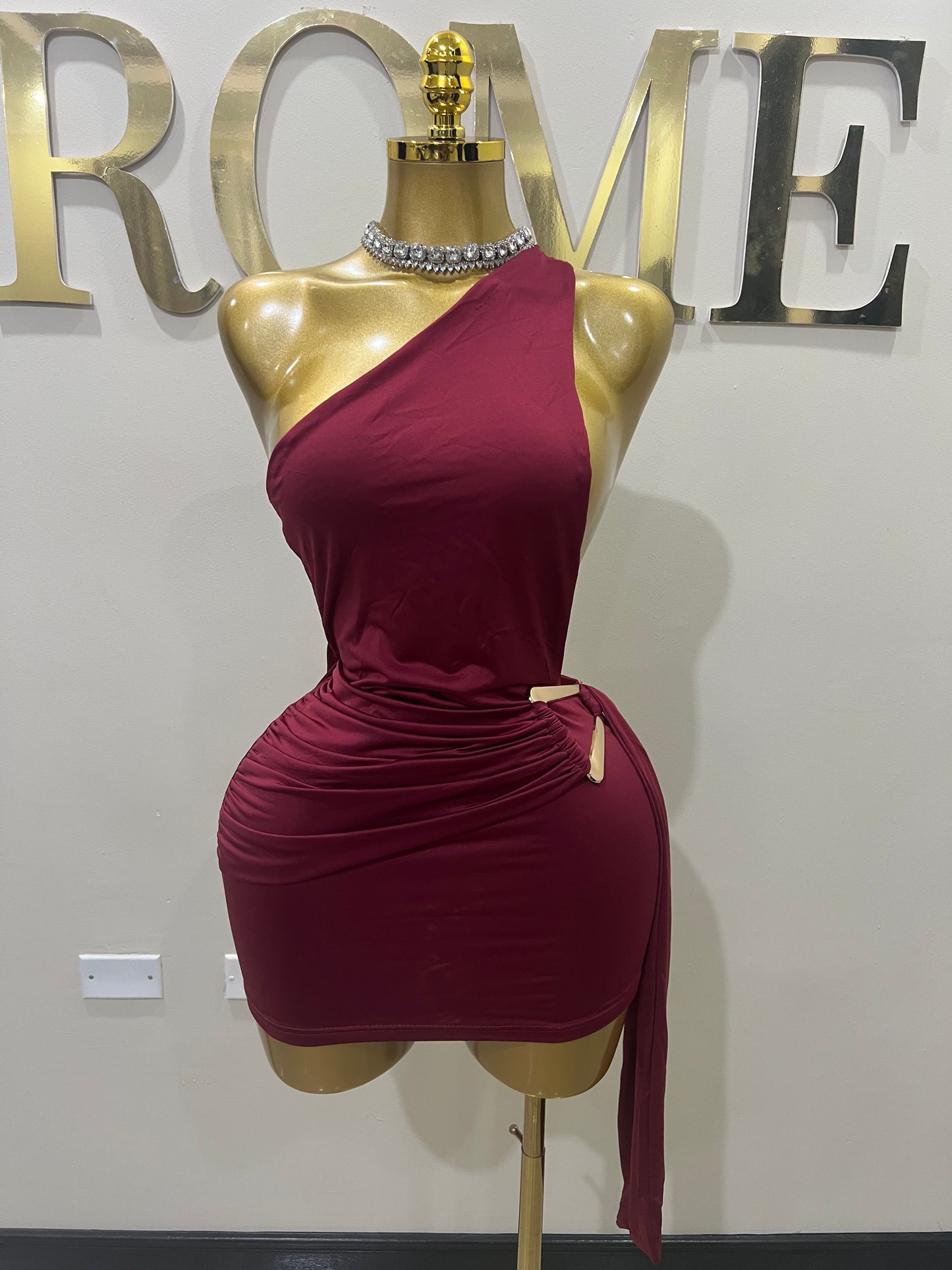 Angle Super Mini Allegra Dress (Burgundy)