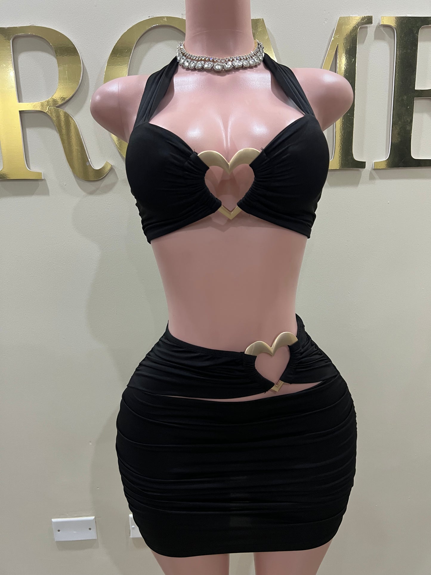 Ming Heart Short Skirt Set (Black)