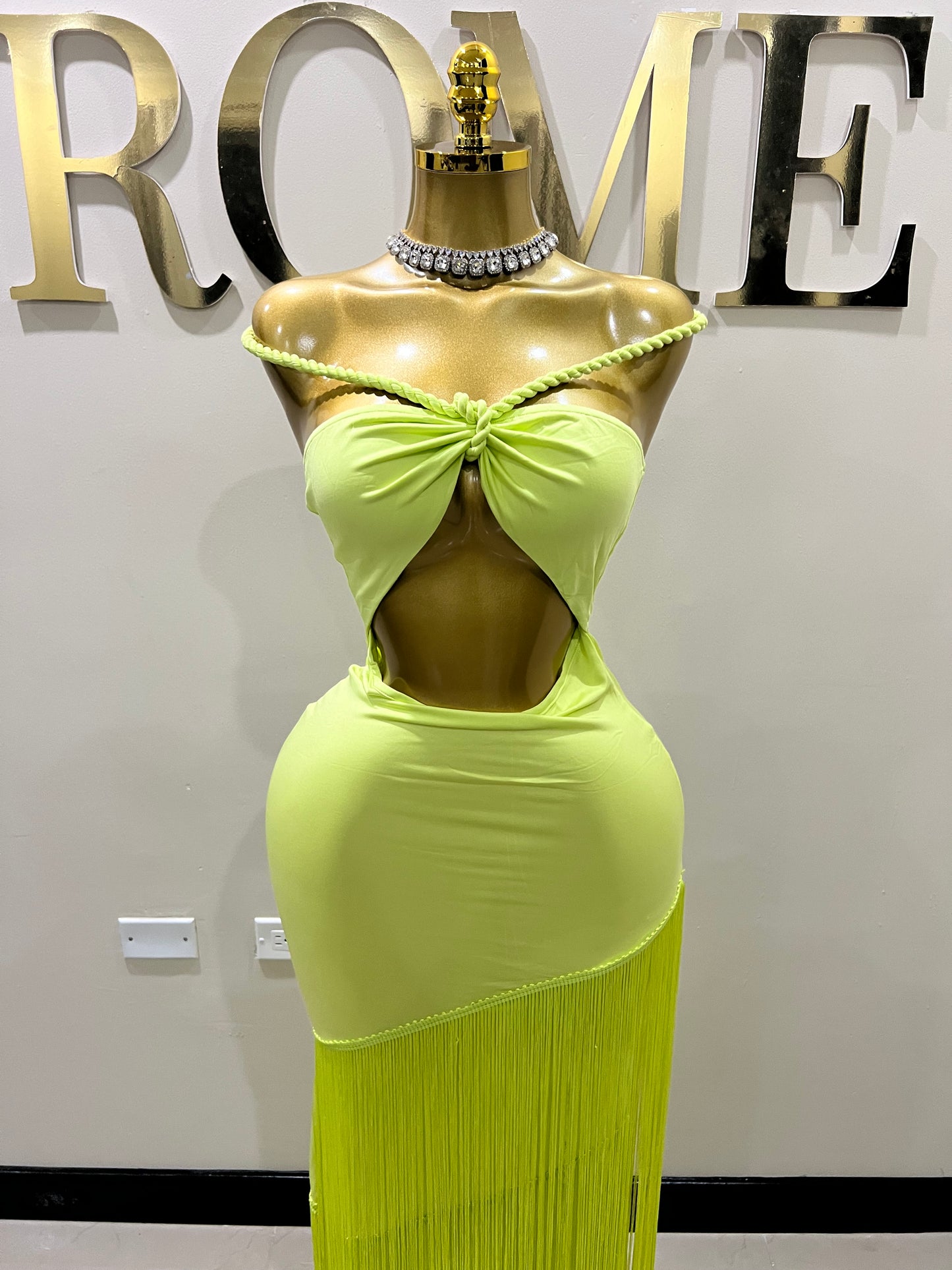 Diva Fringe Vibe Dress (Green)