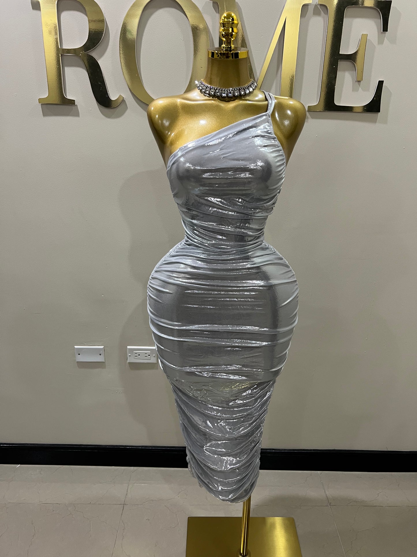 Tessa Moira Rouched Dress (Silver)