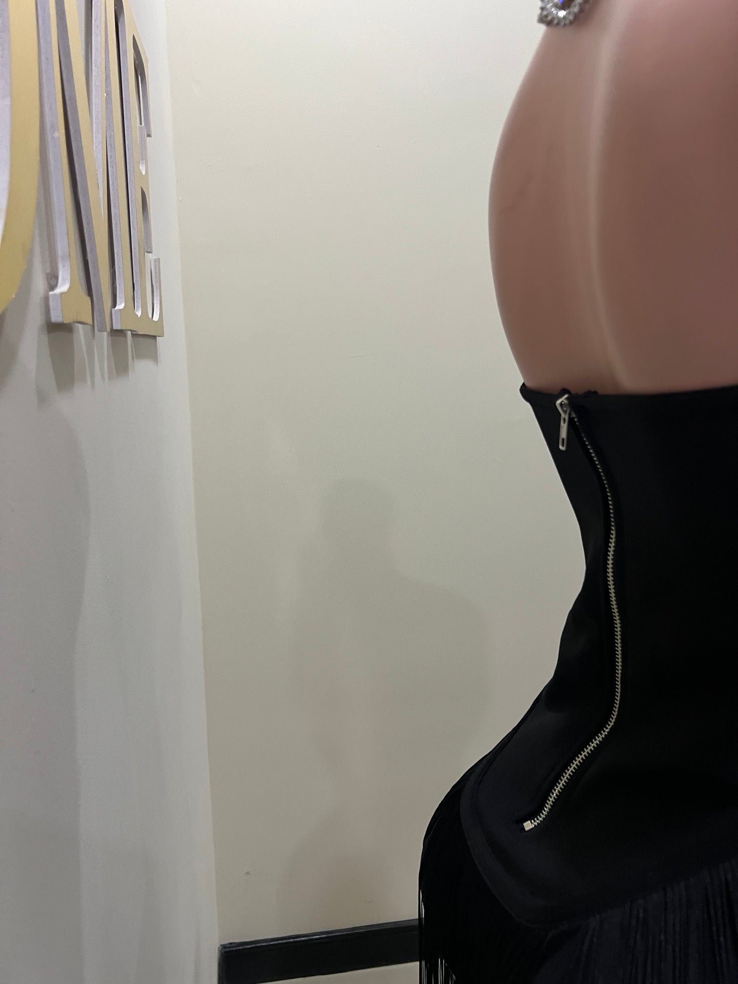 Simone Fringe Bandage Bodysuit (Black)