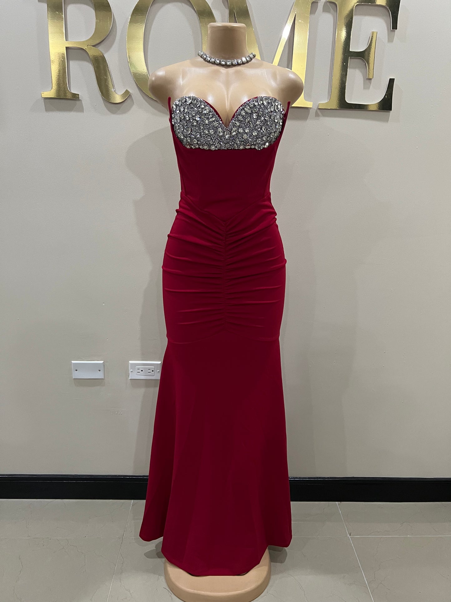 Hazel Crystal Corset Dress (Red)