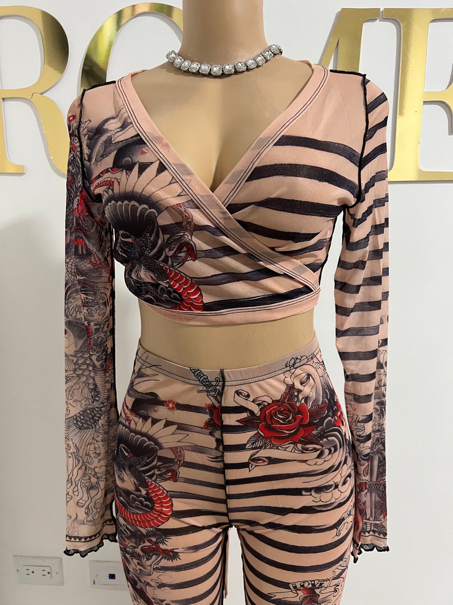 Ming 2 pcs Sheer Dragon Tights Set (Light)