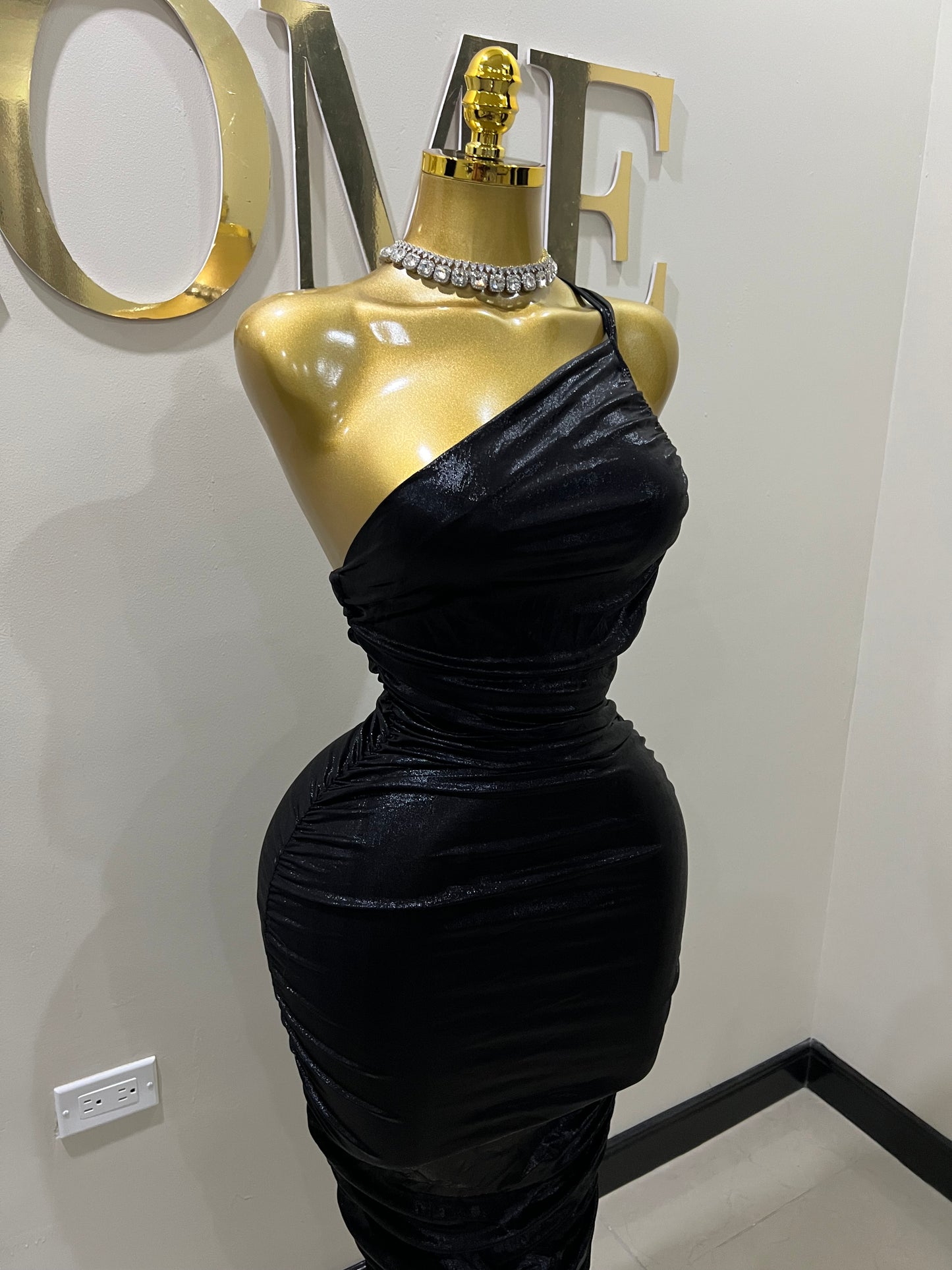 Tessa Moira Rouched Dress (Black)