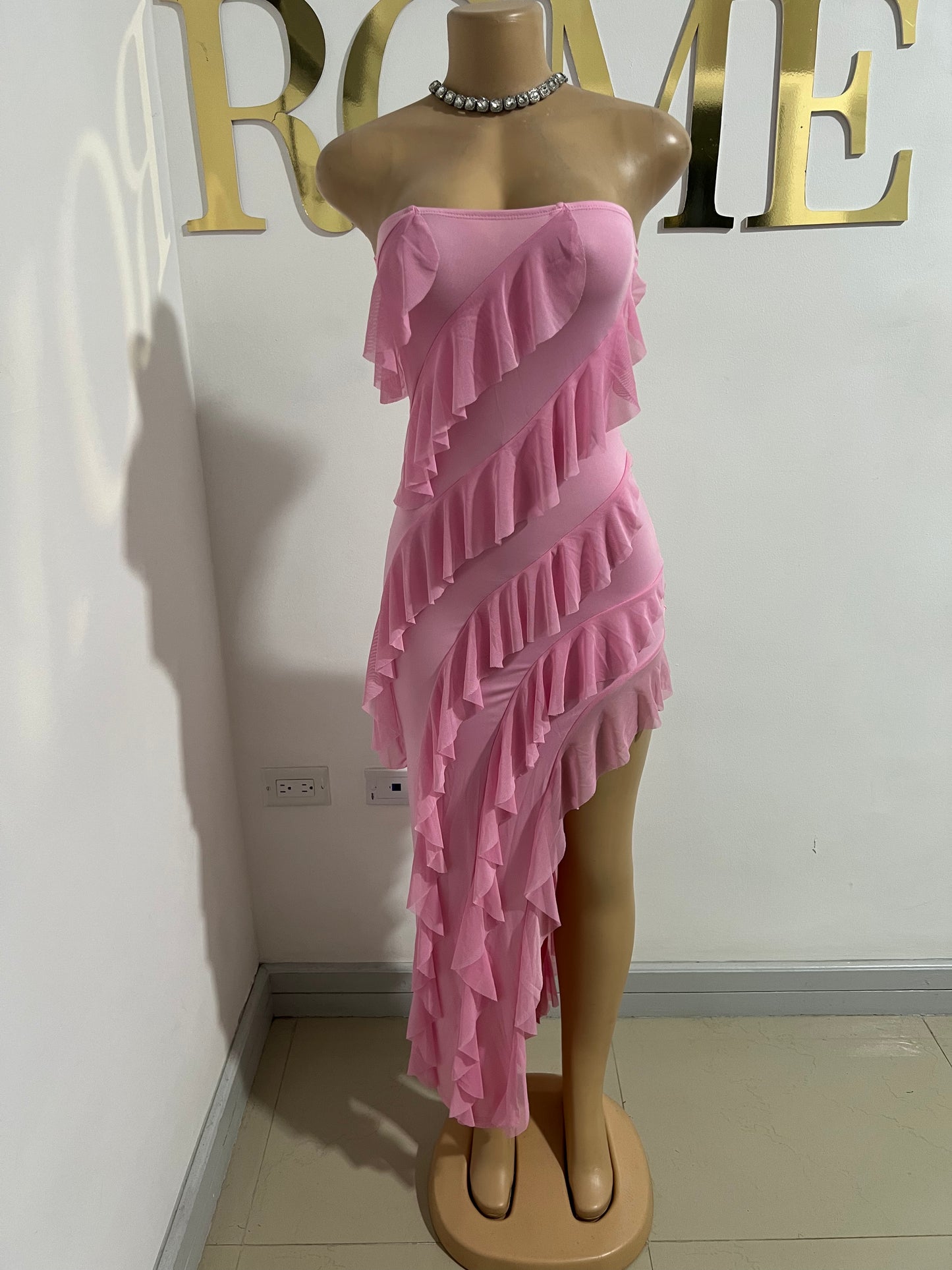 Chelsea Ruffle Dress (Pink)