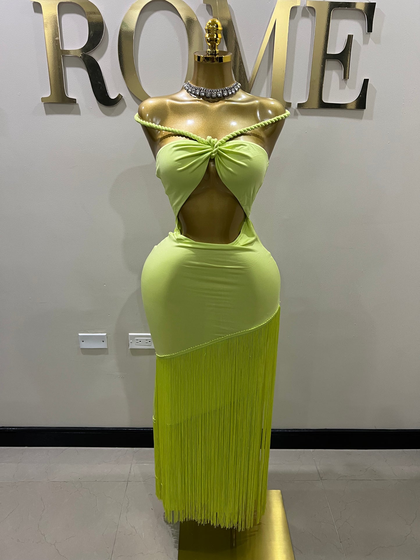 Diva Fringe Vibe Dress (Green)