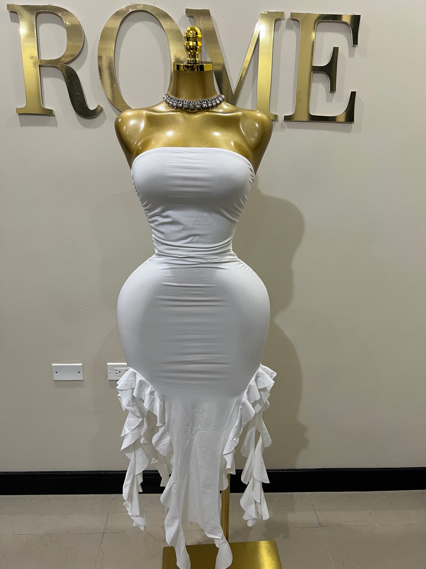 Nia Ruffle Dress (White)