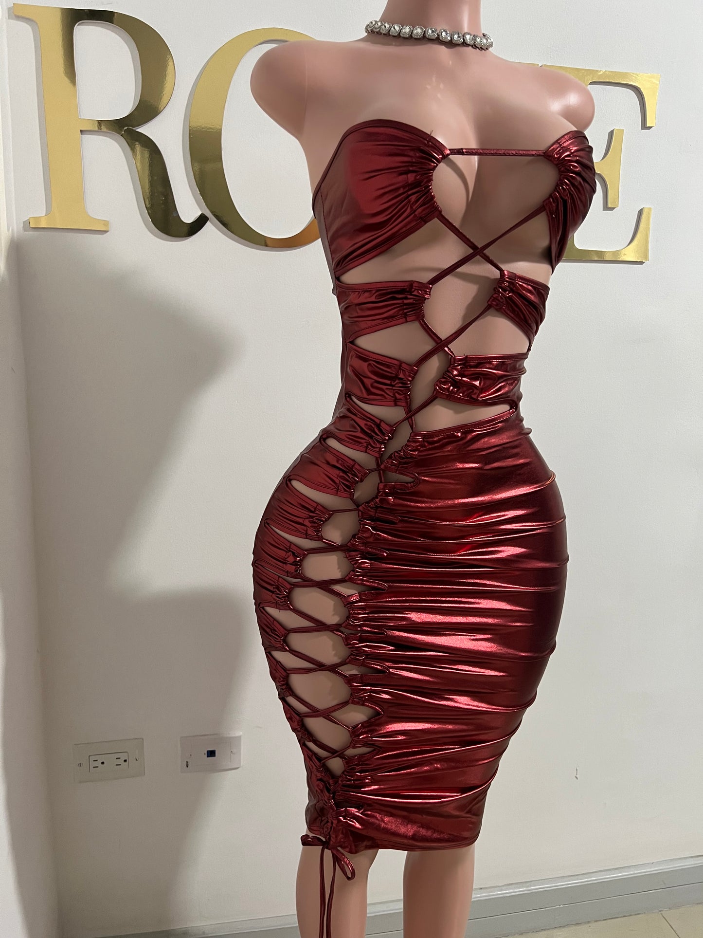 Lexy Laced Dress (Wine-Red)