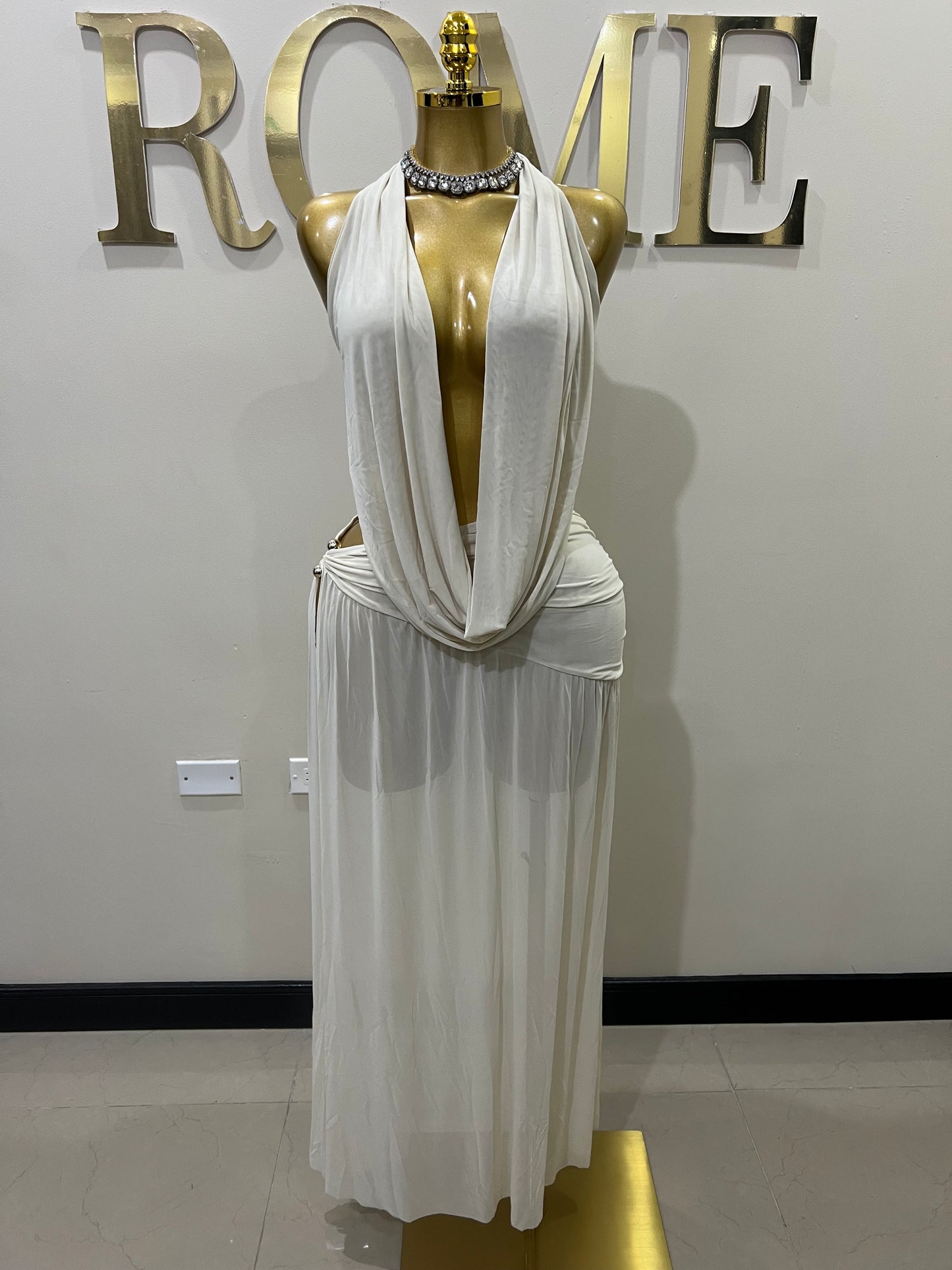 Astra Split Skirt Set (Cream)