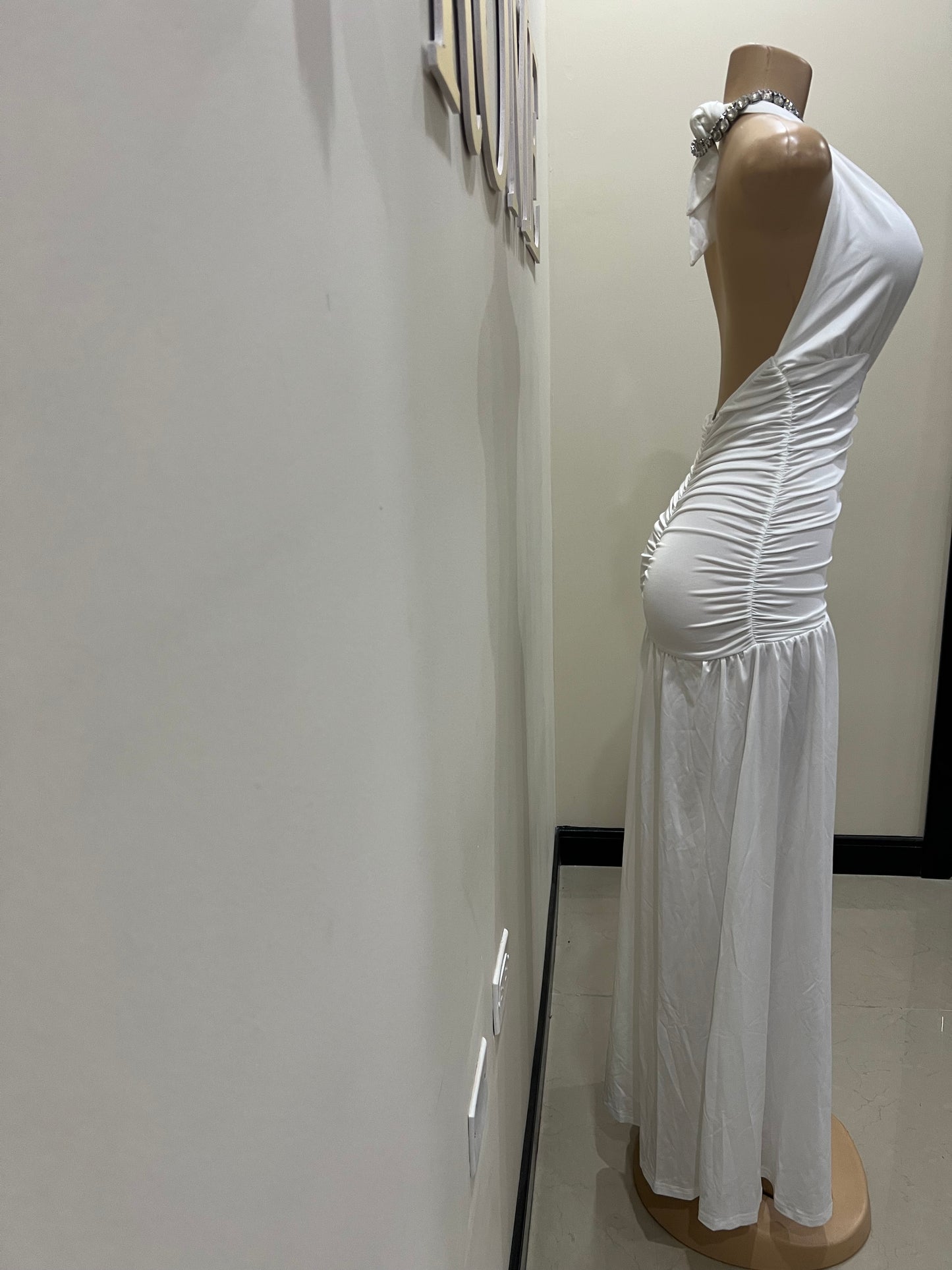 Nichelle Nara Halter Dress (White)