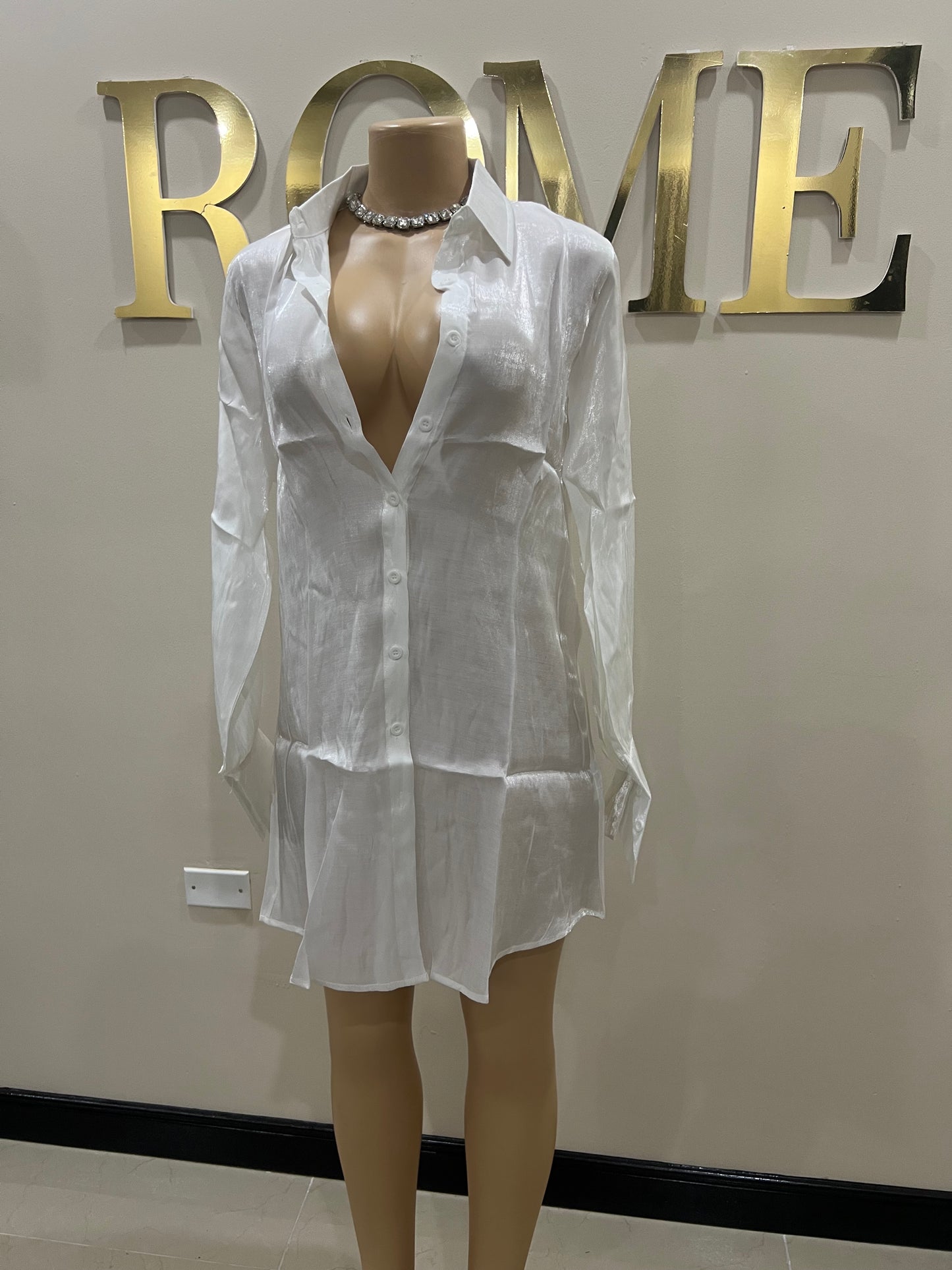 Claire Shirt Dress (White)