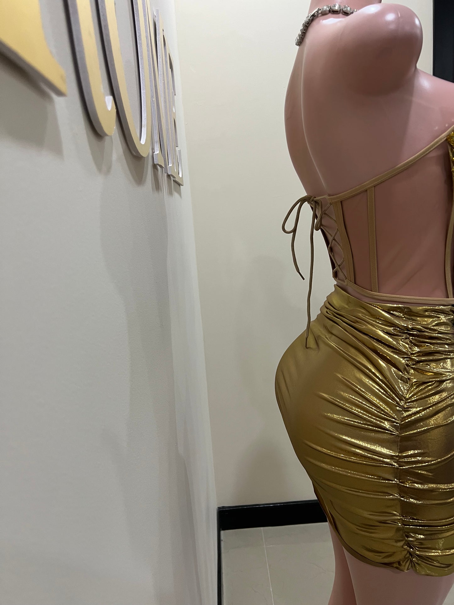 Sky Gemstone Skirt Set (Gold)