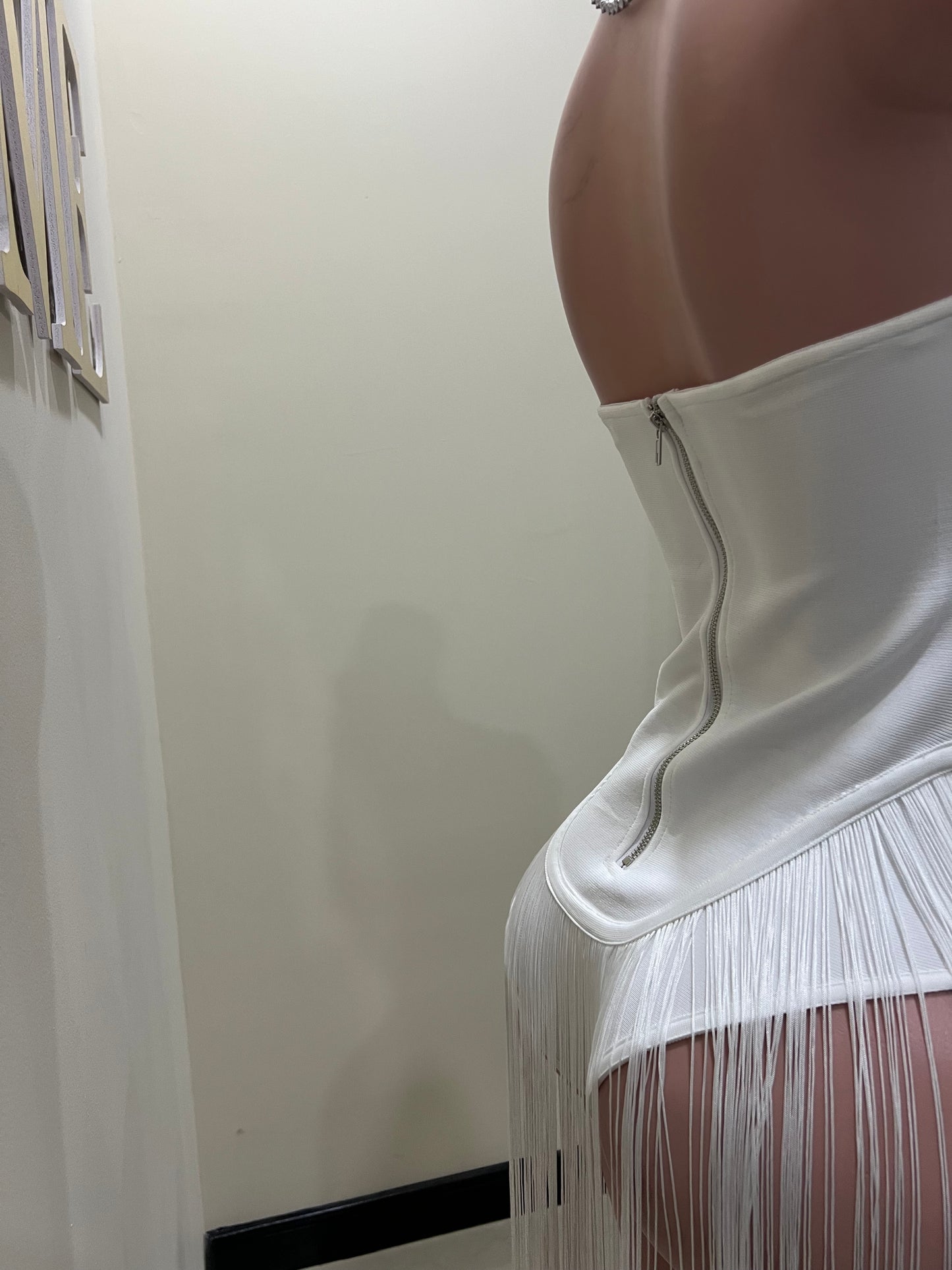 Simone Fringe Bandage Bodysuit (White)