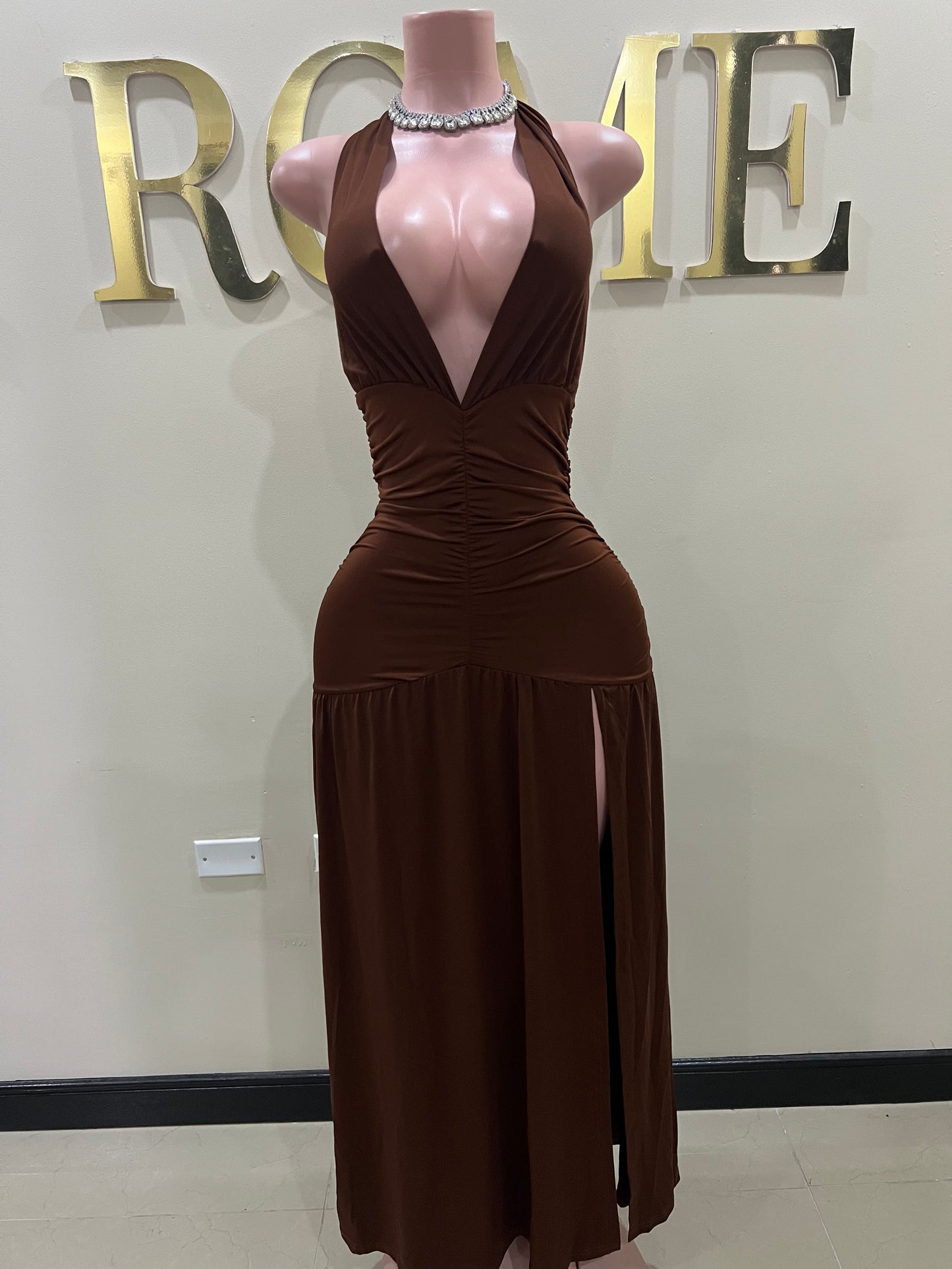 Nichelle Nara Halter Dress (Brown)