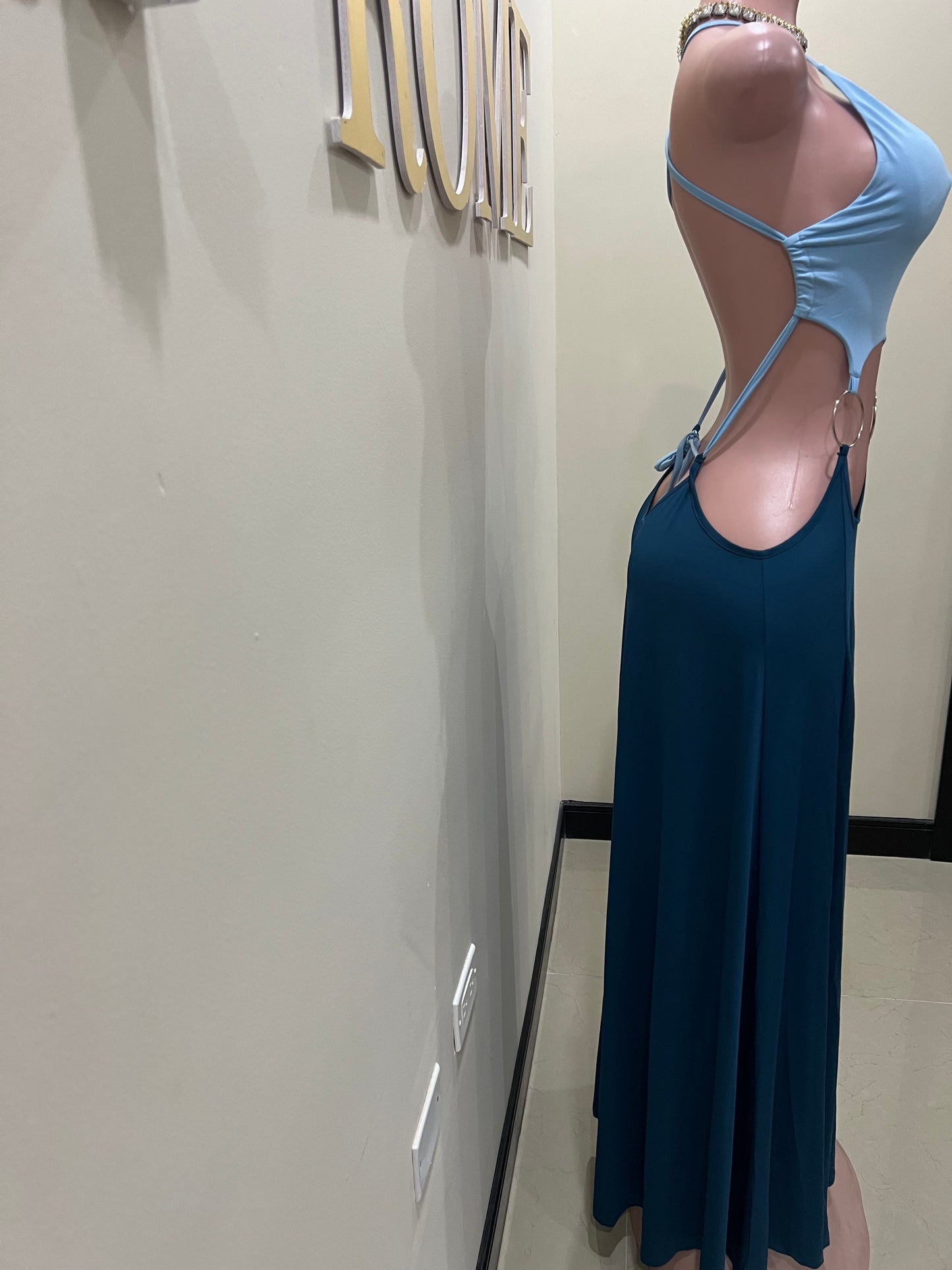 Risa Rings High Spilts Dress (Blue)