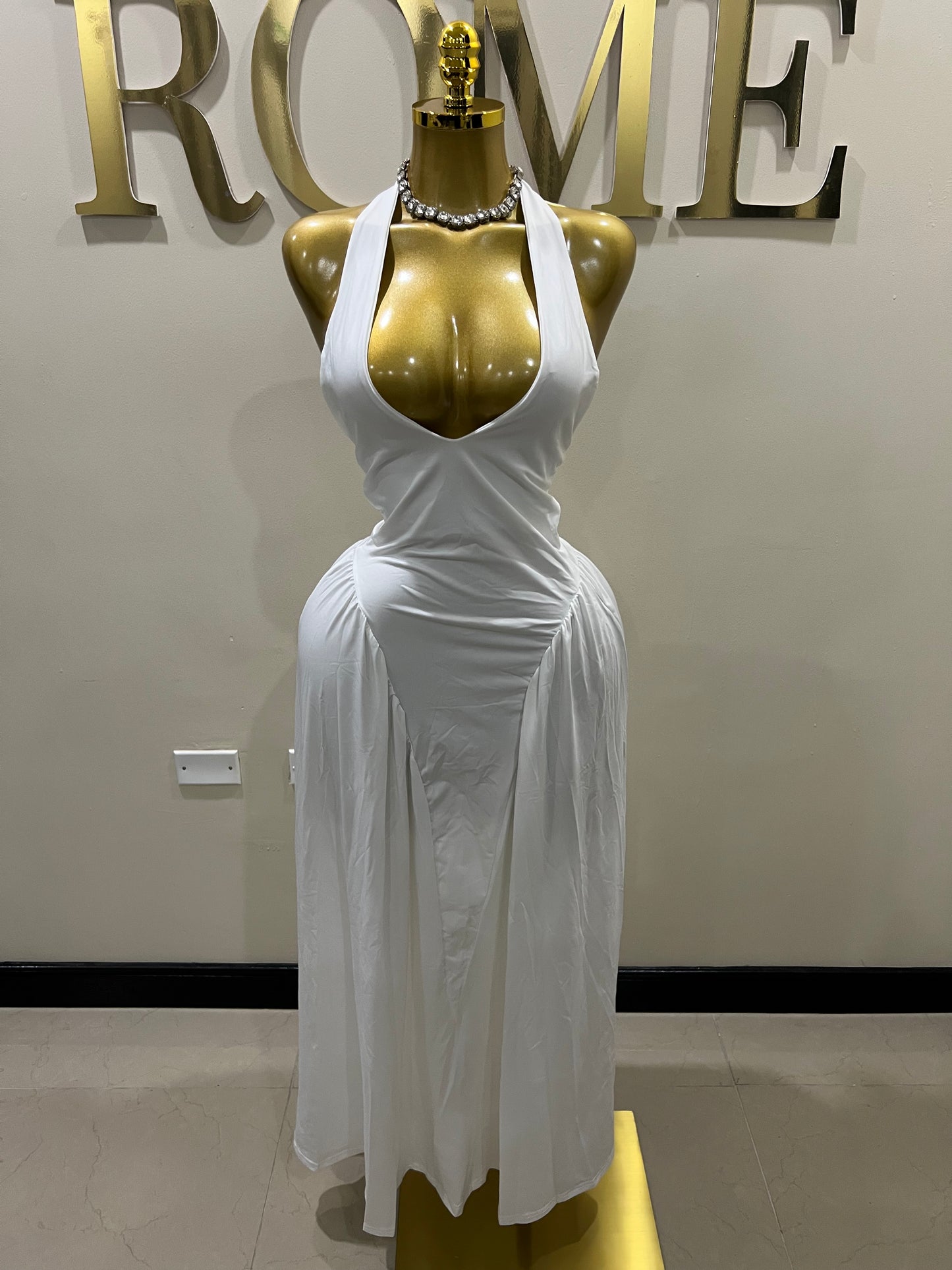 Kim Halter Diana Dress (White)