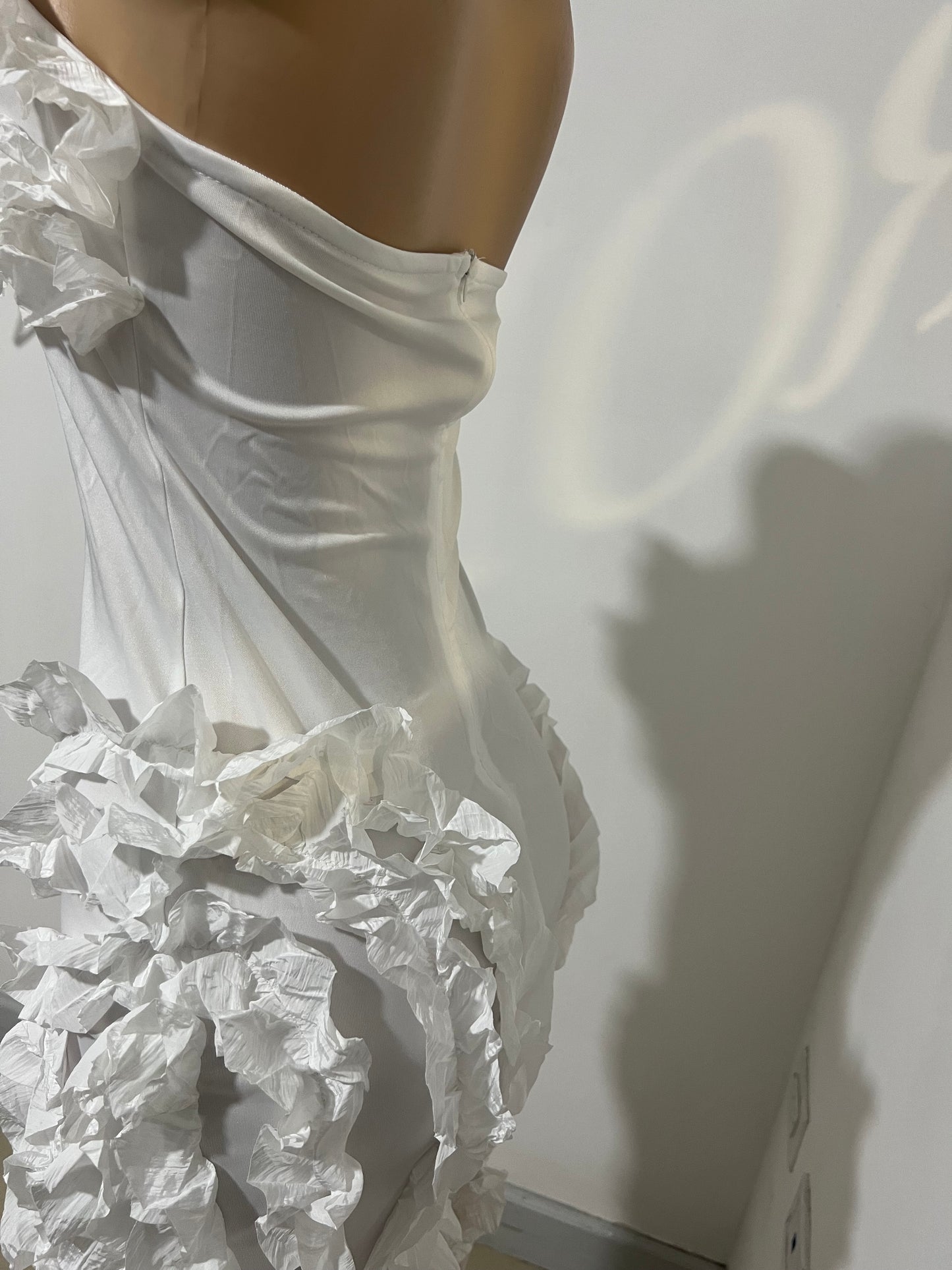 Kate Rouched Mini Dress (White)