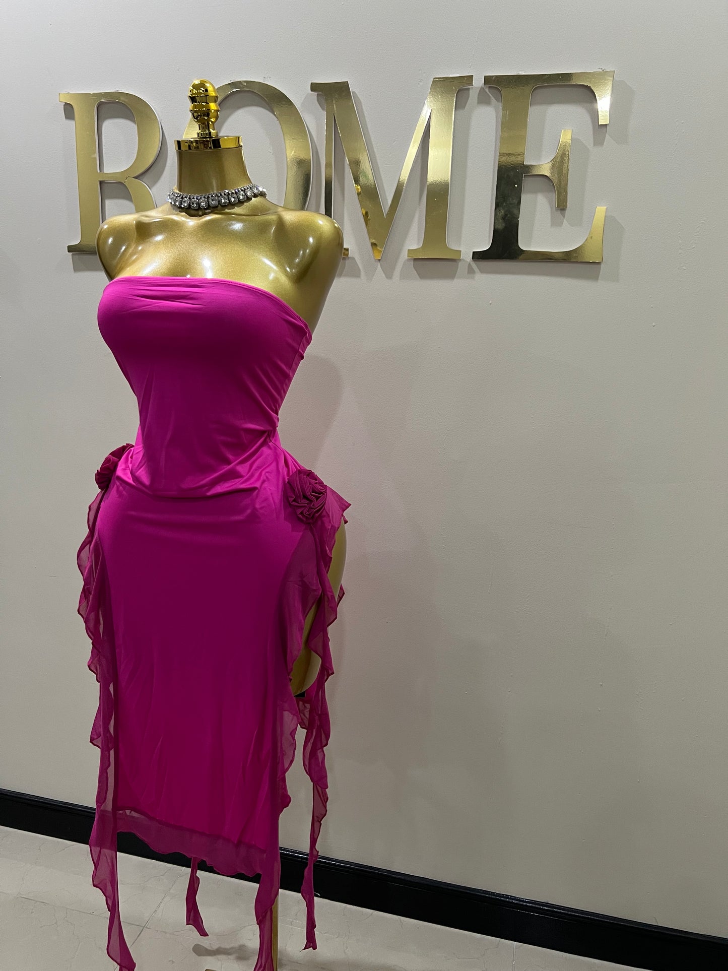 Rose Ruffle Dress (Pink)