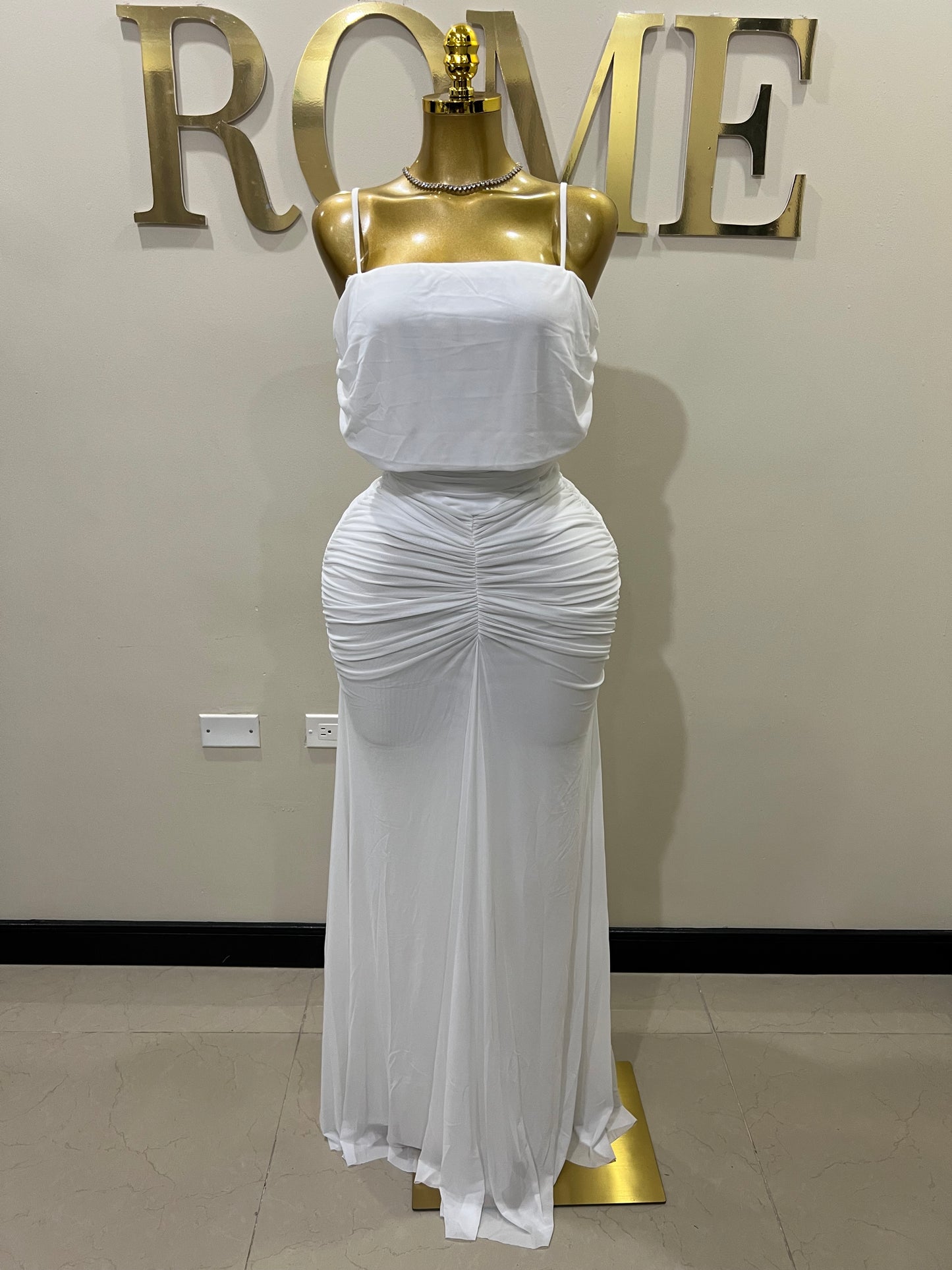Michelle Taylor Spaghetti Strap Dress (White) (Copy)