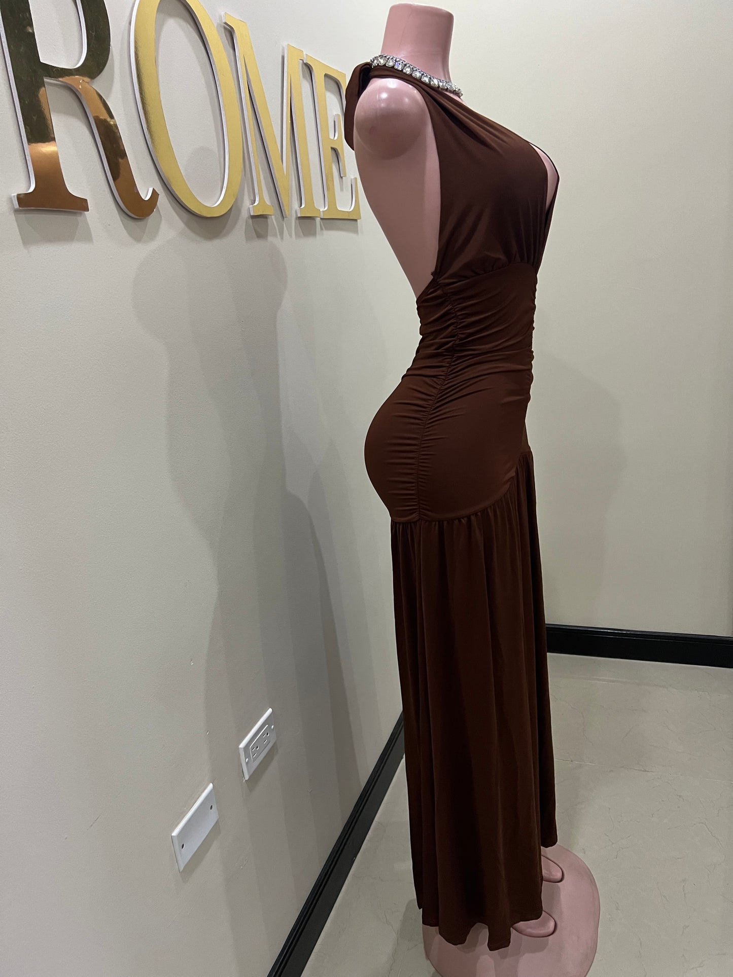 Nichelle Nara Halter Dress (Brown)