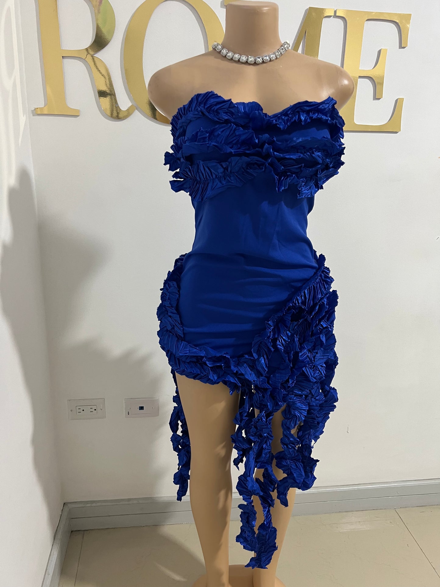 Kate Rouched Mini Dress (Blue)