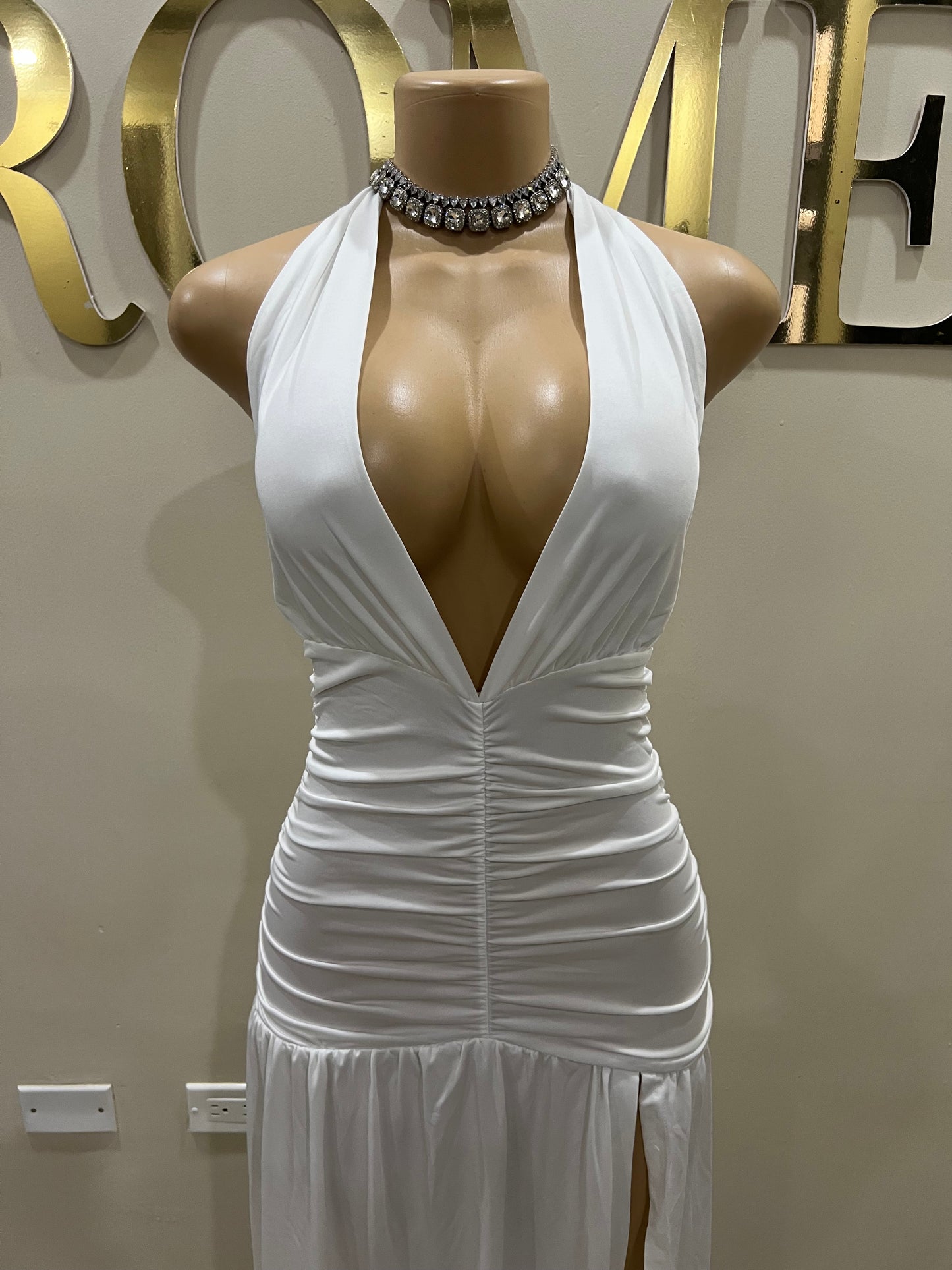 Nichelle Nara Halter Dress (White)