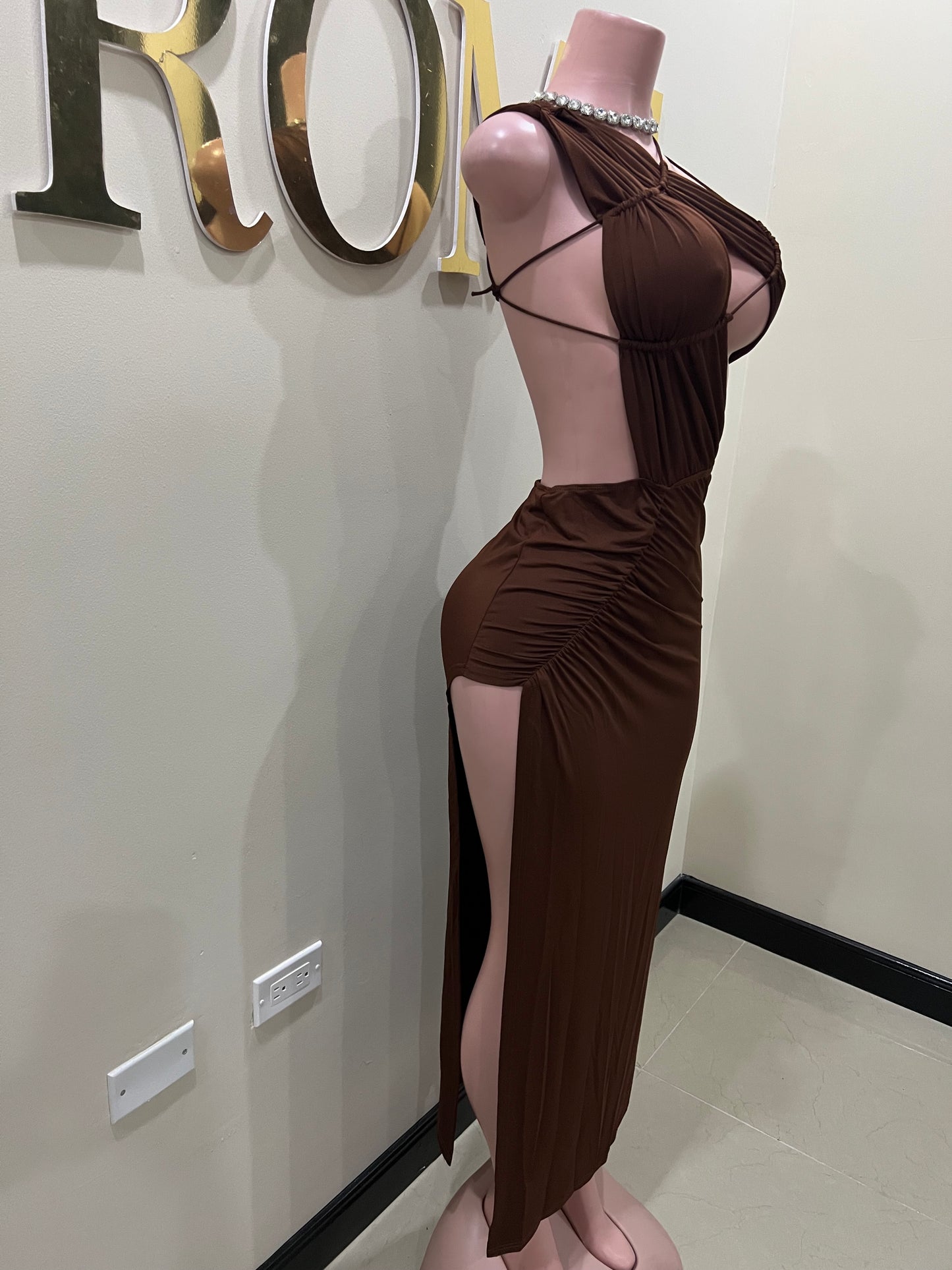 Amelia Giselle Dress (Brown)