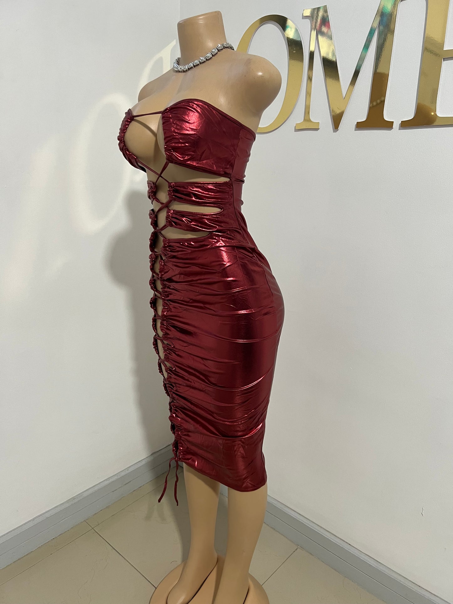 Lexy Laced Dress (Wine-Red)