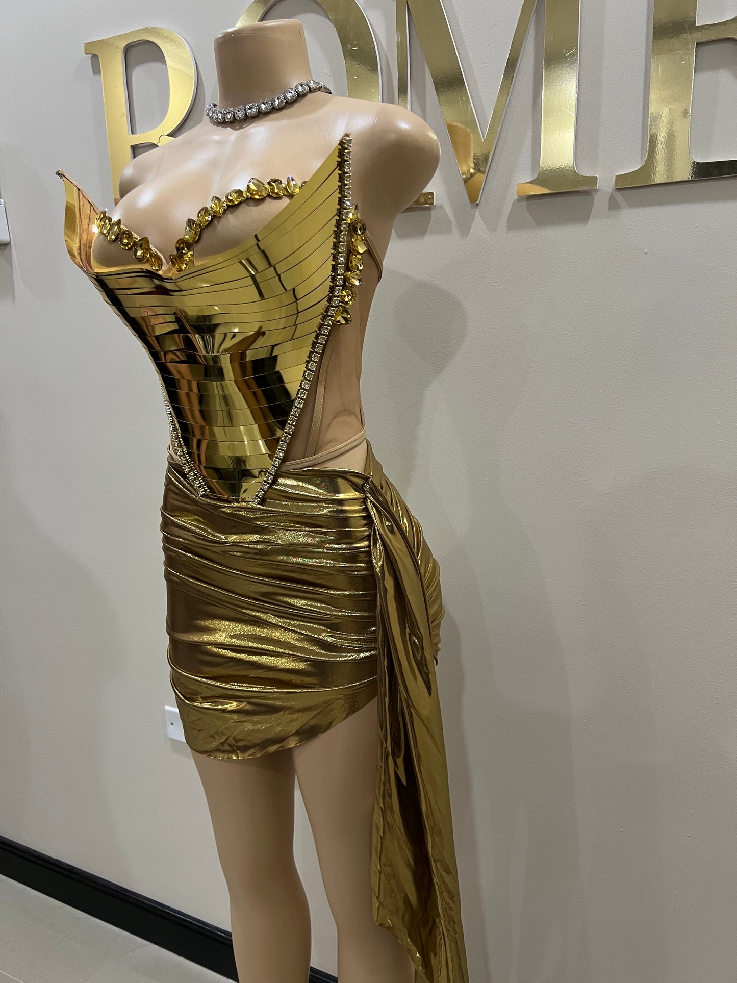 Sky Gemstone Skirt Set (Gold)