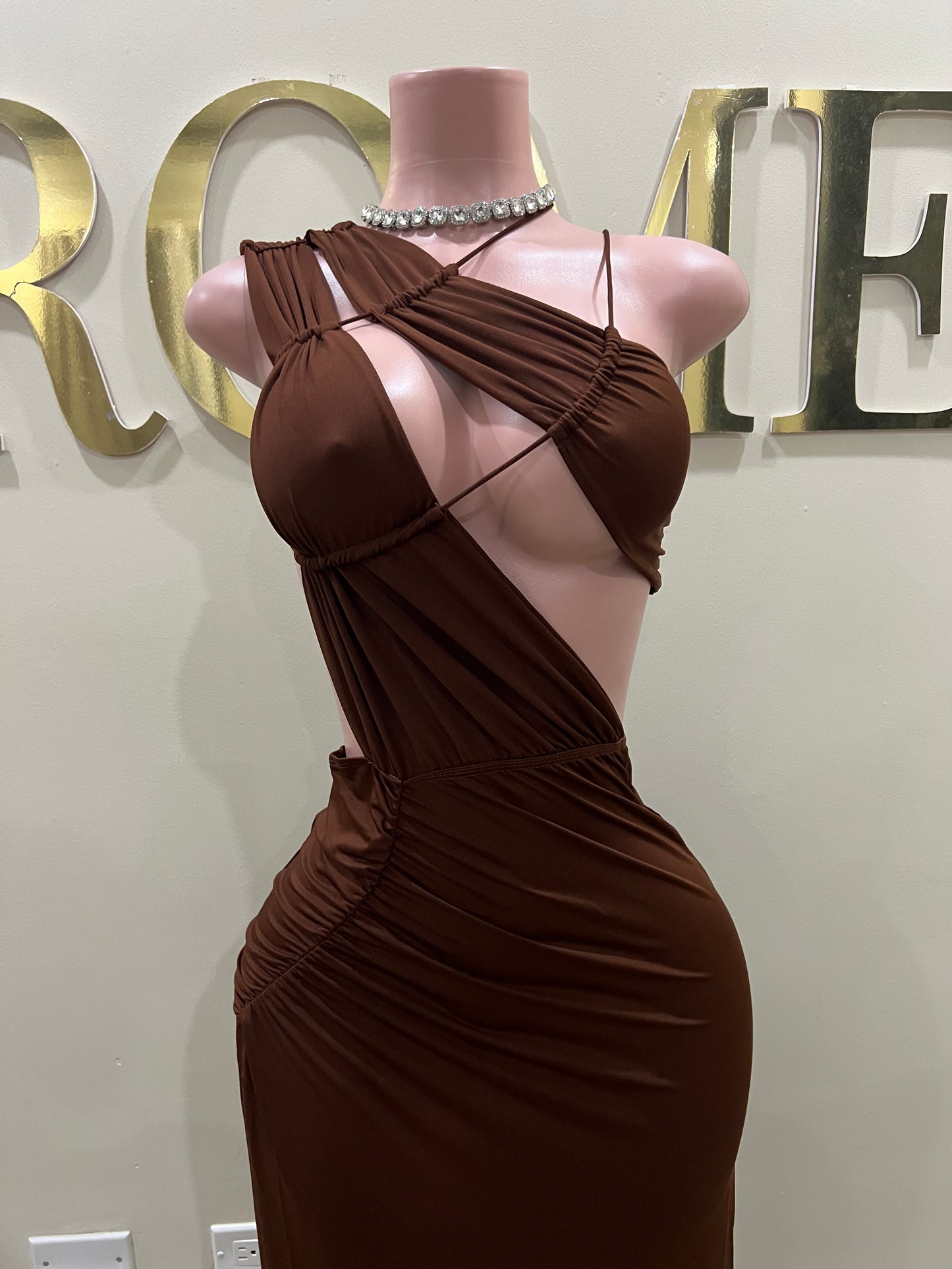 Amelia Giselle Dress (Brown)