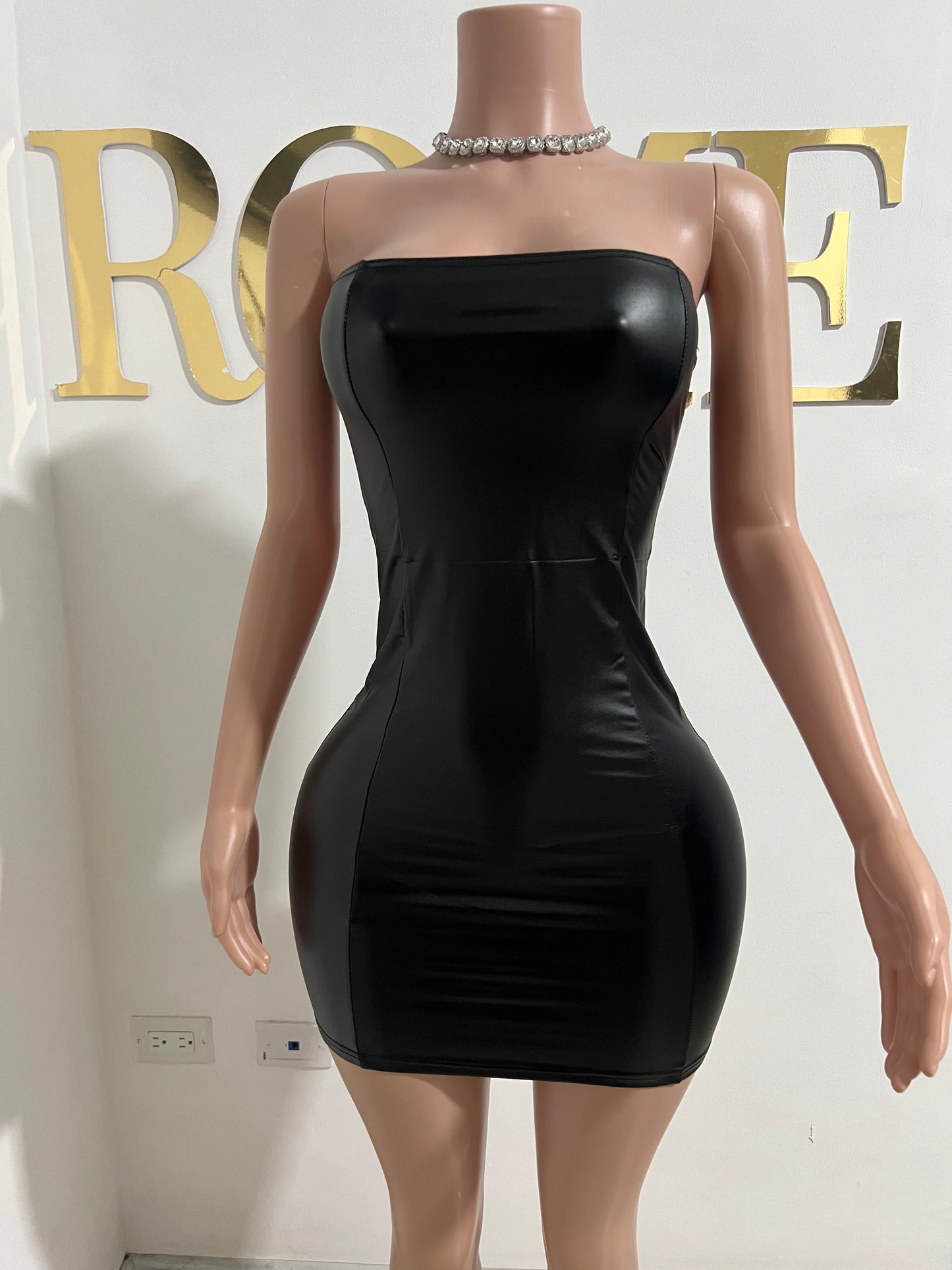 Lira Leather Dress (Black)