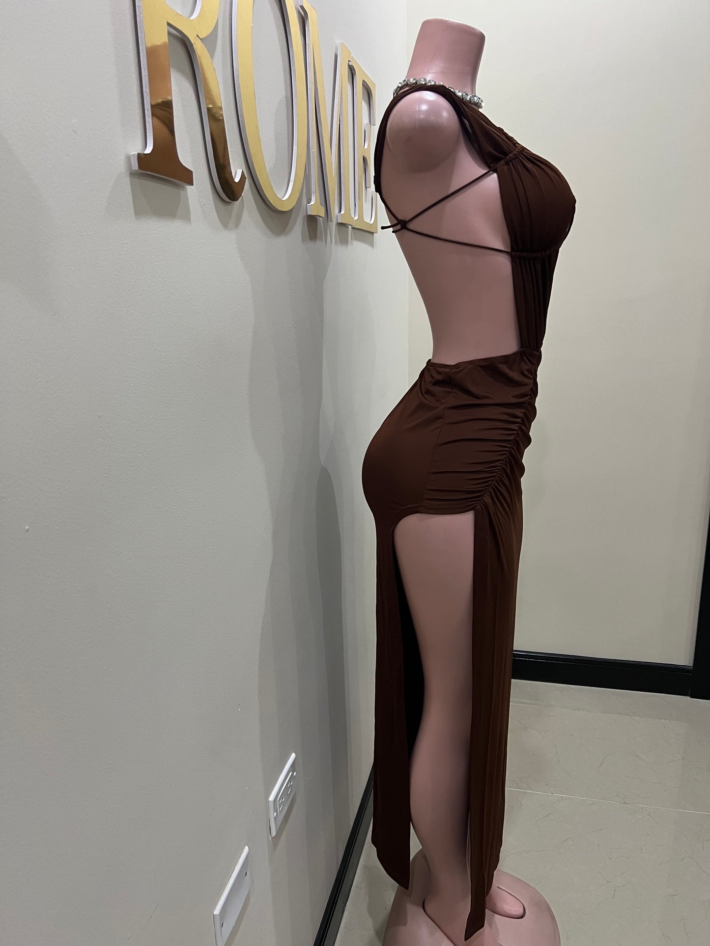 Amelia Giselle Dress (Brown)